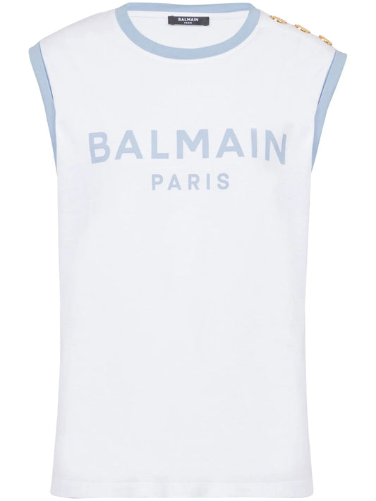 3-Button logo-print cotton top