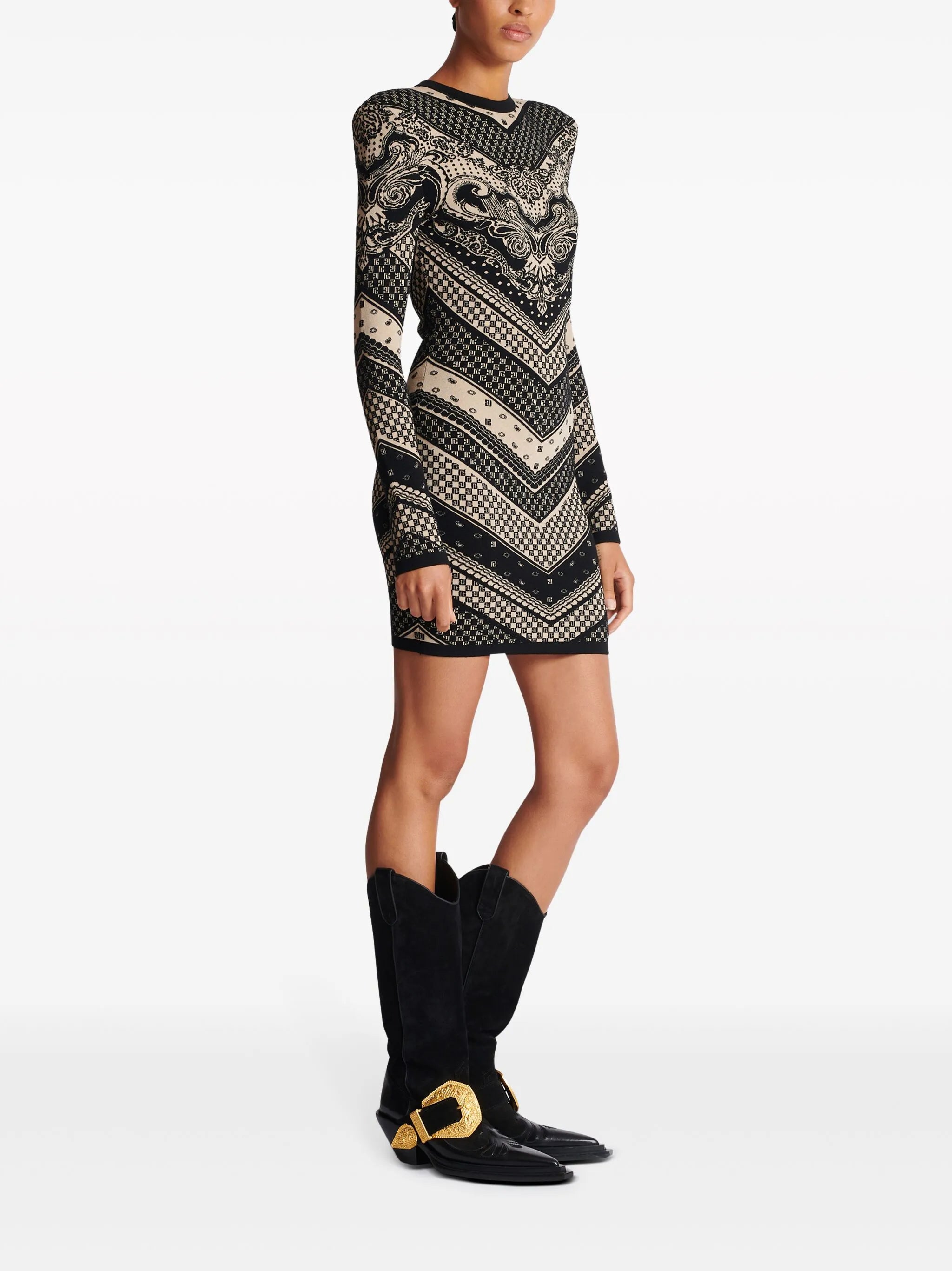 monogram-pattern knitted minidress
