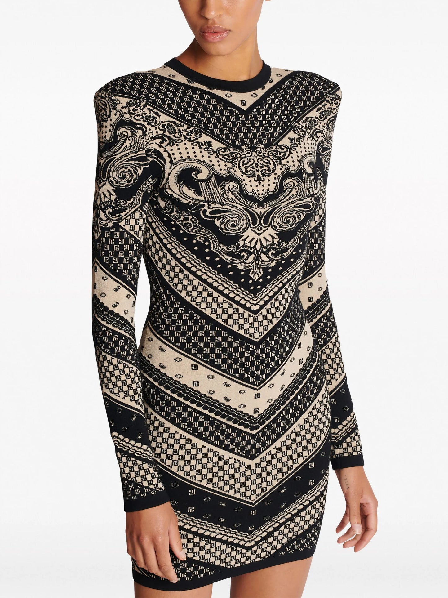 monogram-pattern knitted minidress