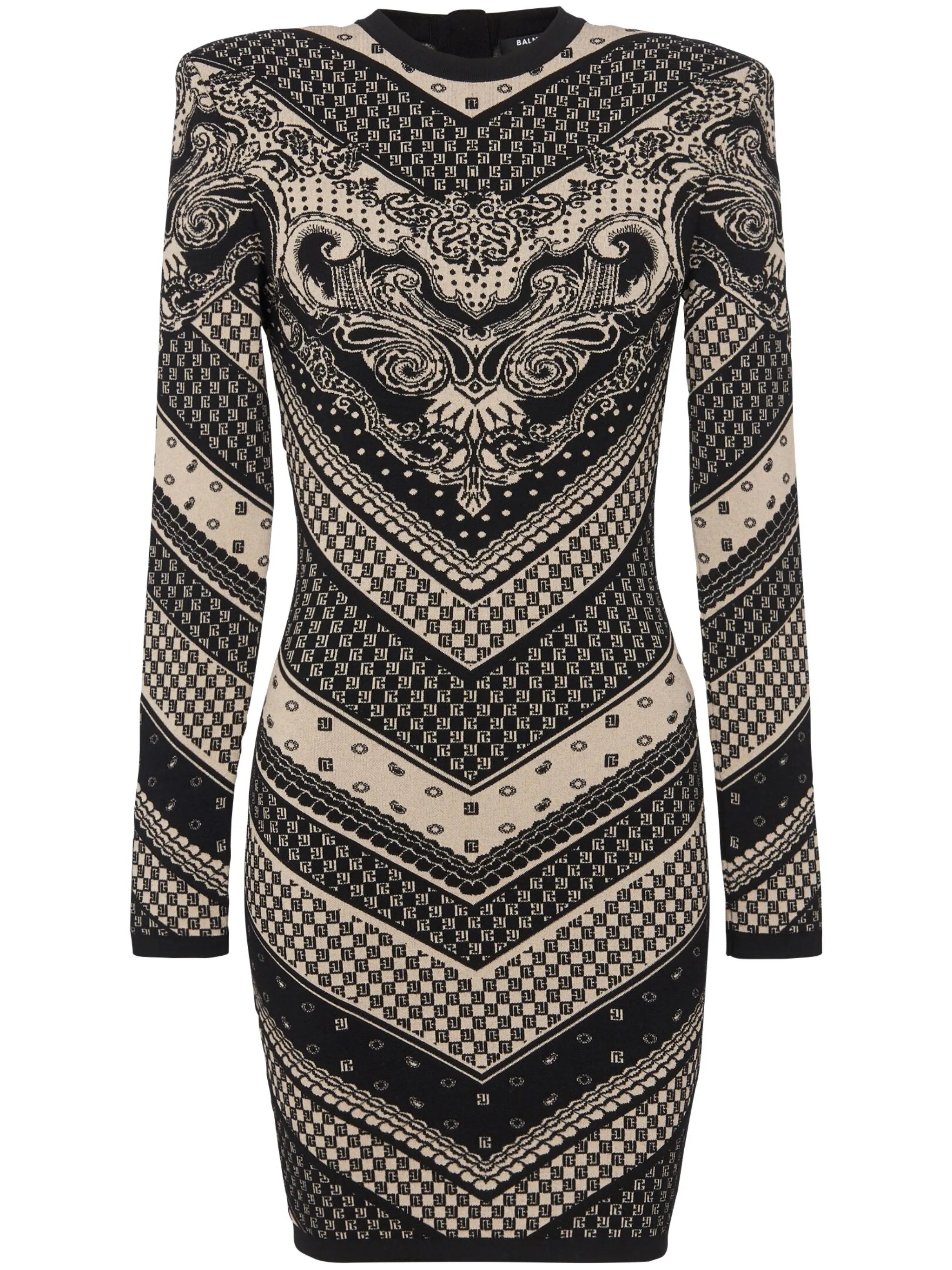 monogram-pattern knitted minidress