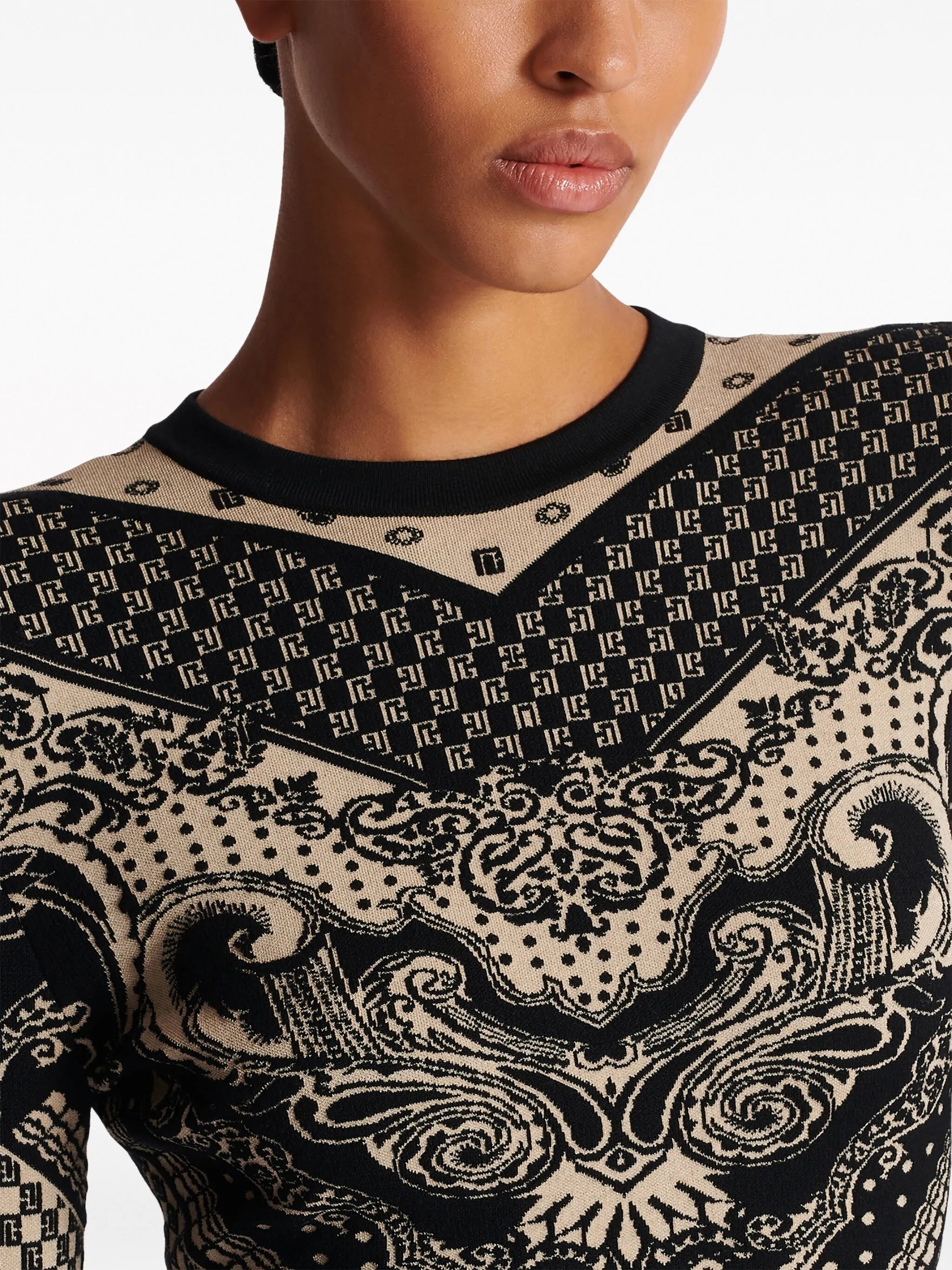 monogram-pattern knitted minidress