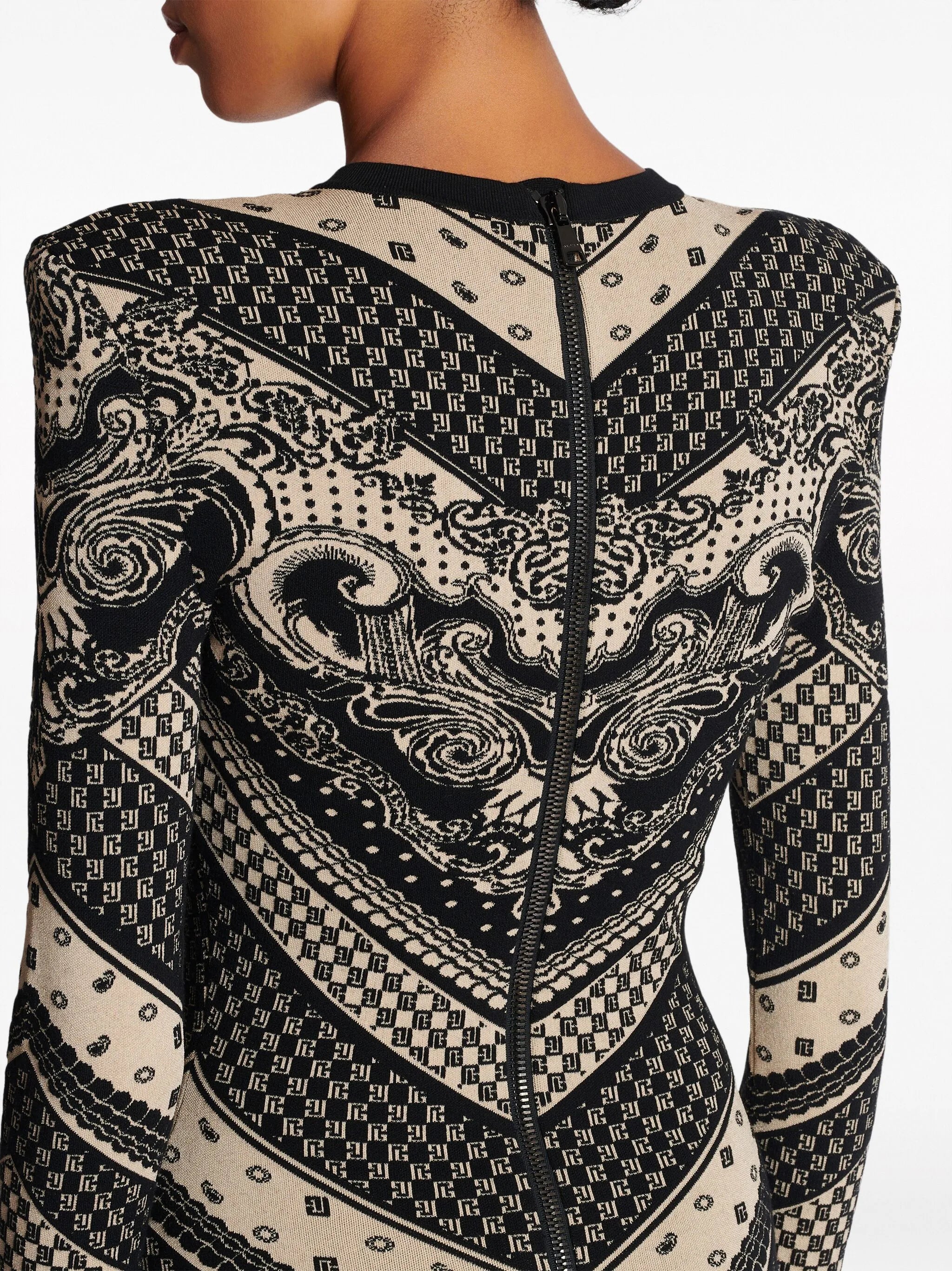 monogram-pattern knitted minidress