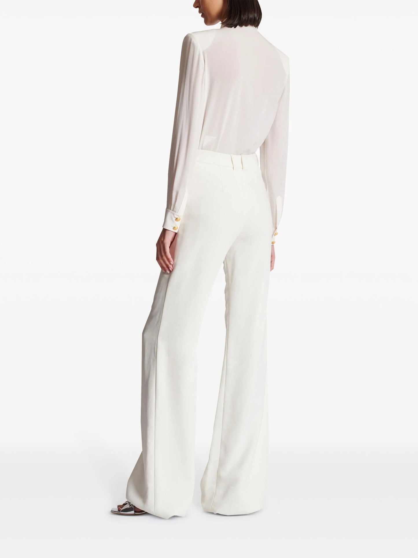 crepe flared trousers