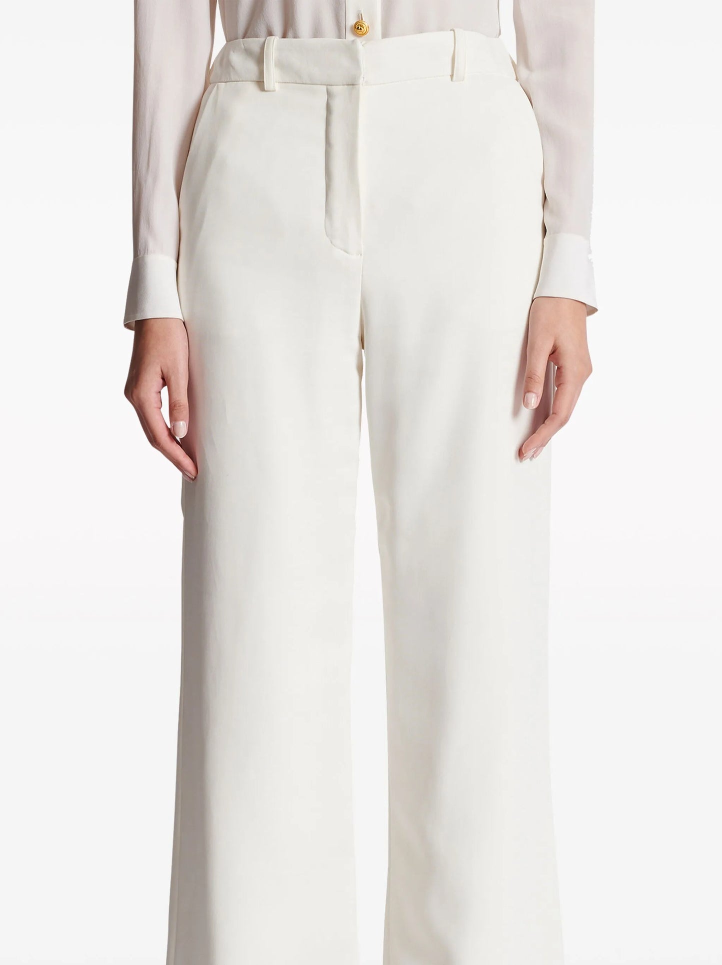 crepe flared trousers
