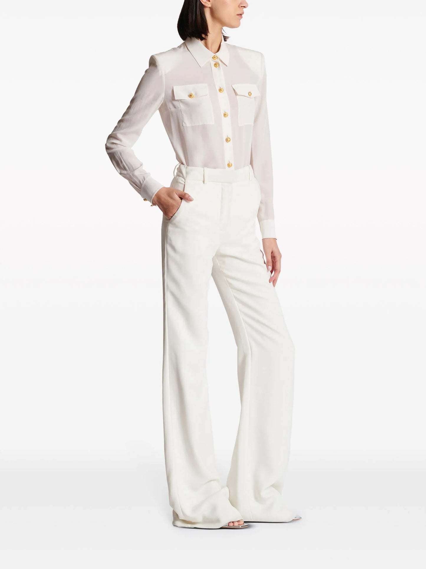 crepe flared trousers