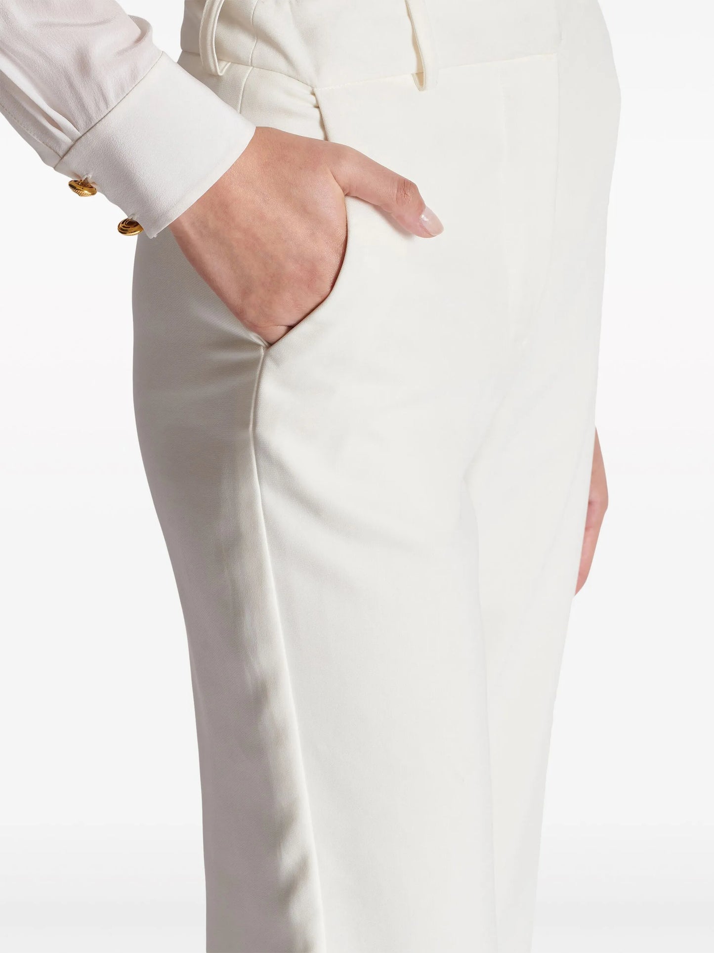 crepe flared trousers