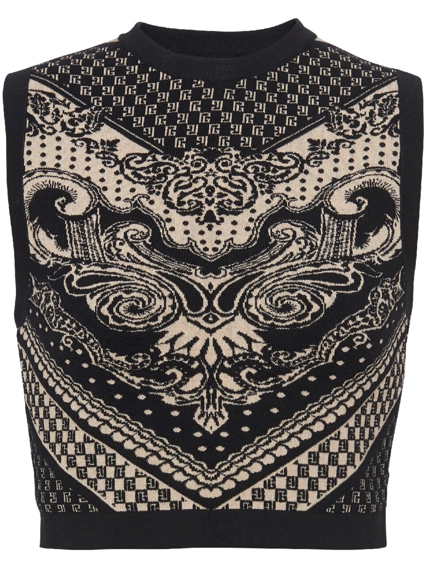 patterned intarsia-knit crop top