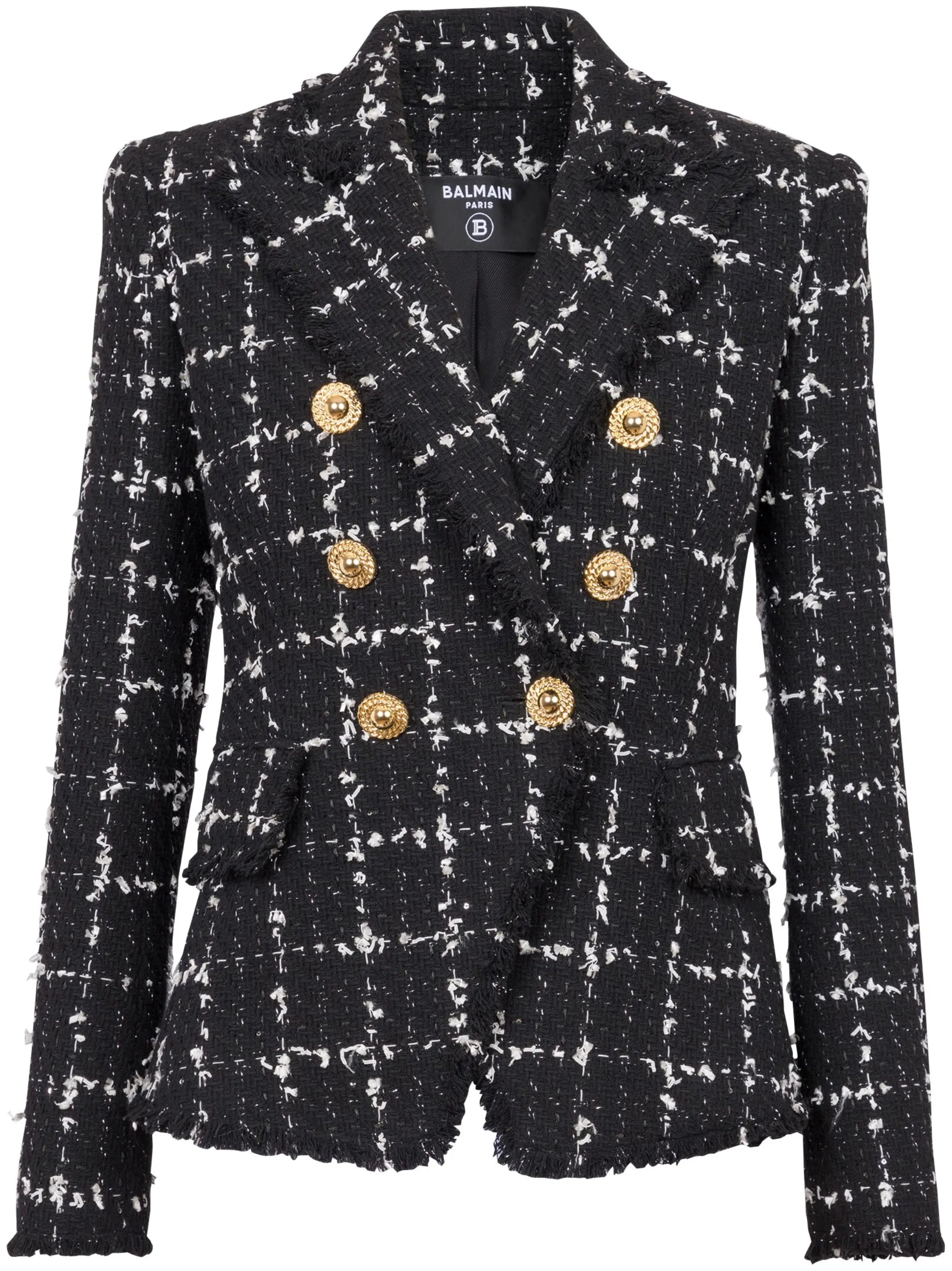 6-Button double-breasted tweed blazer