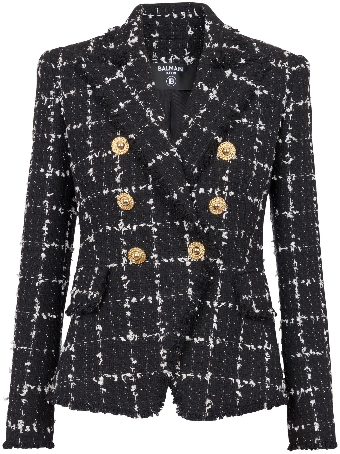 6-Button double-breasted tweed blazer