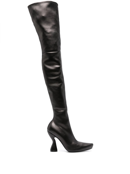 100mm leather thigh-high boots