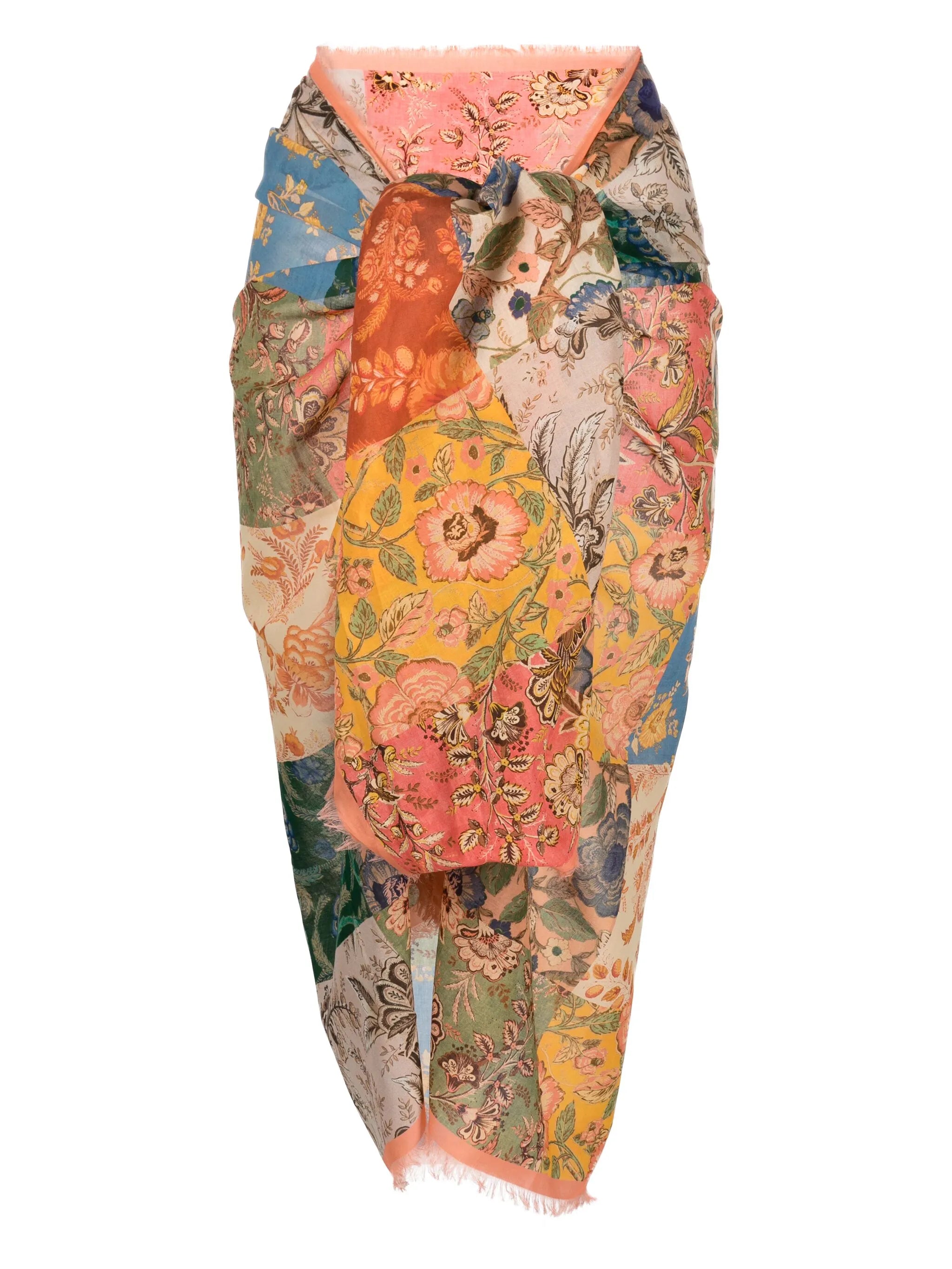 floral-print cotton pareo