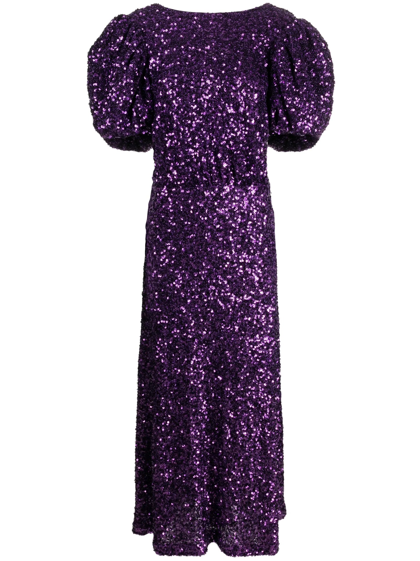 puff-sleeve sequinned maxi dress