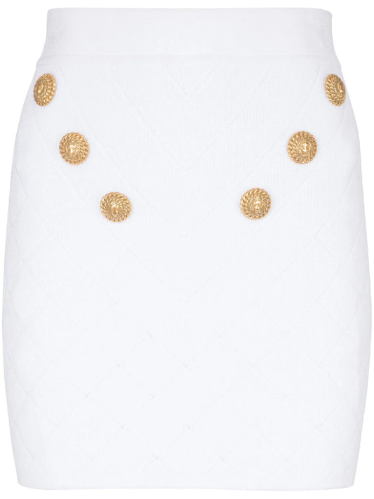 6-Button fine-knit mini skirt
