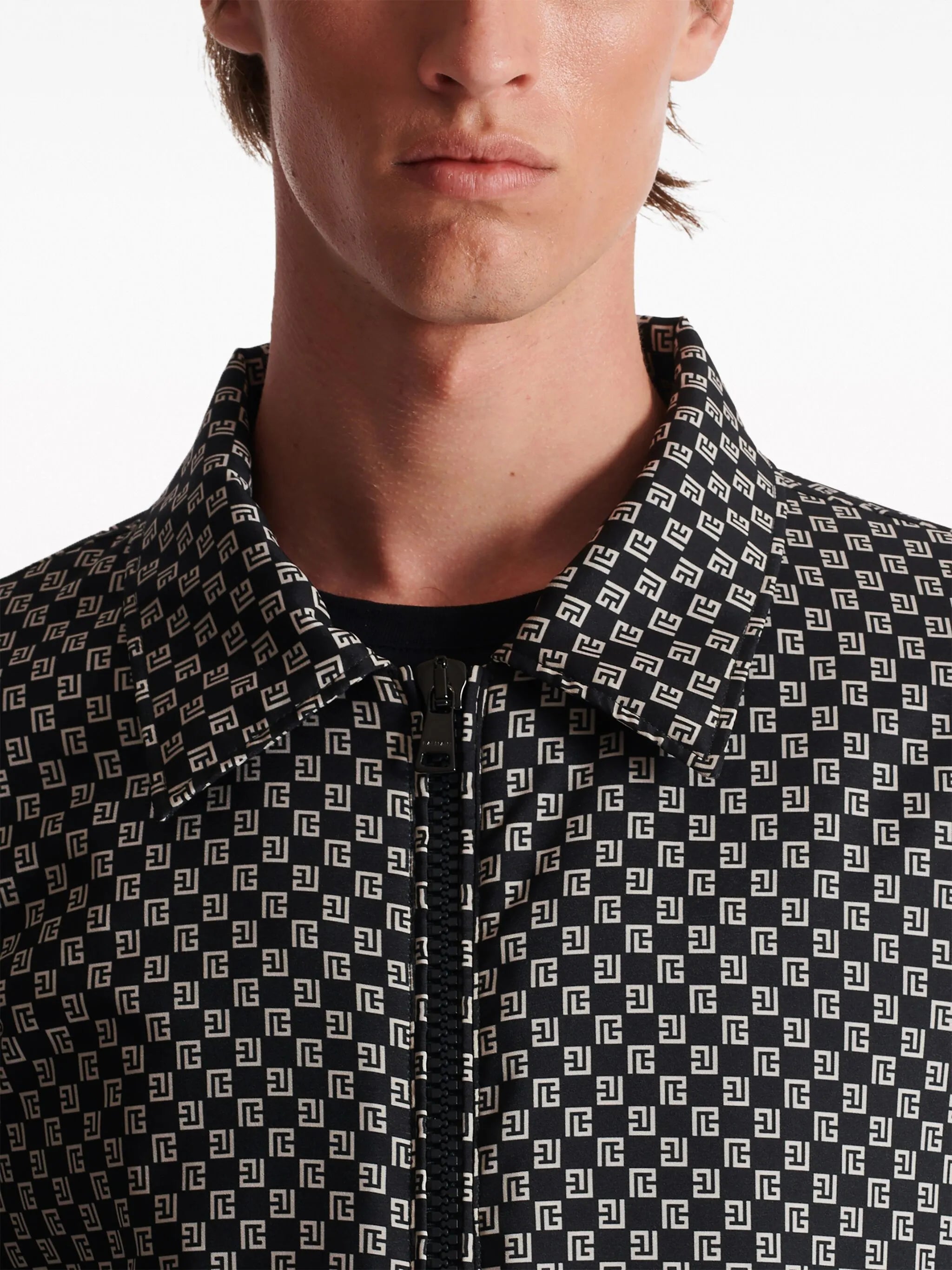 monogram-pattern bomber jacket
