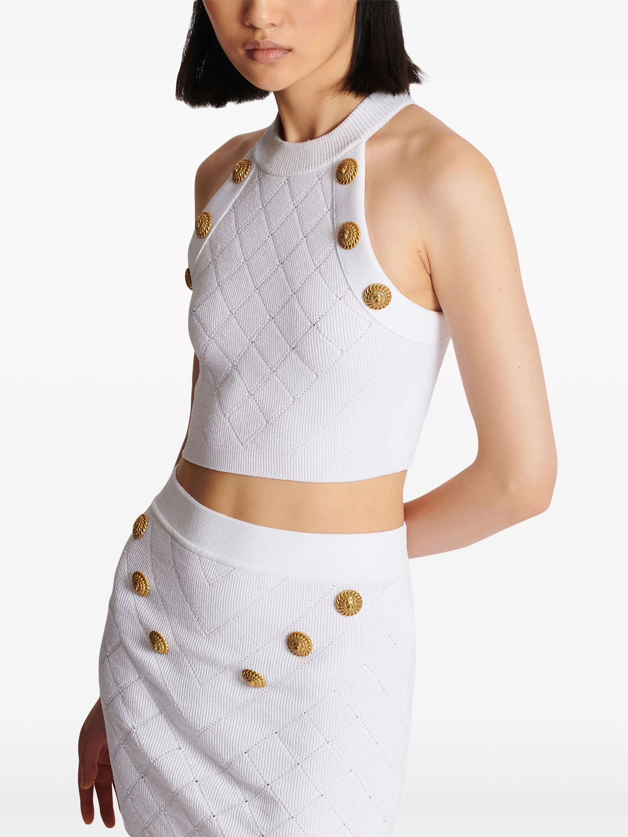 6-Button knitted crop top