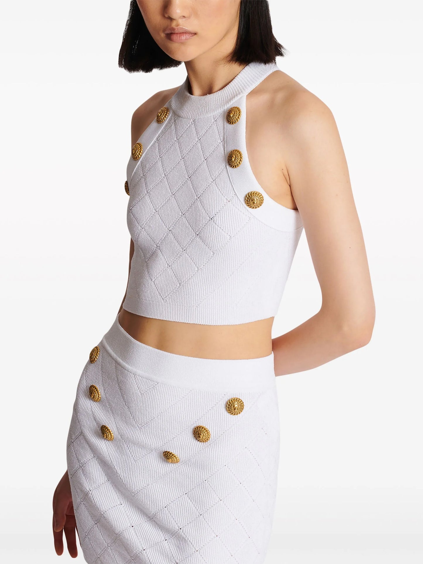 6-Button knitted crop top
