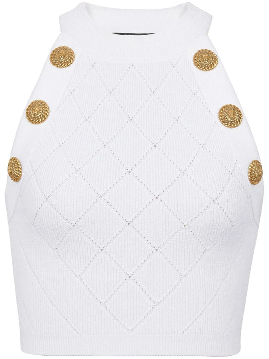 6-Button knitted crop top