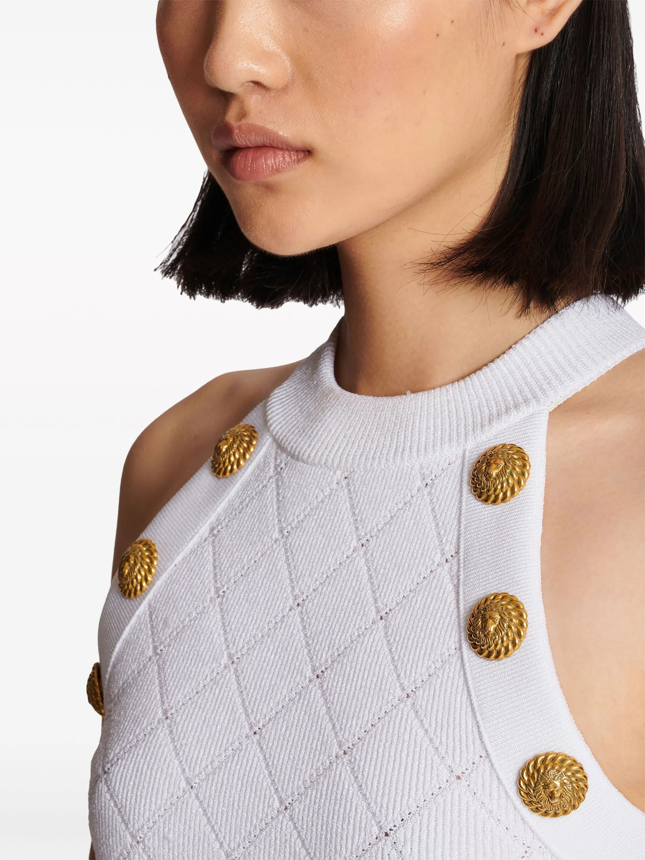 6-Button knitted crop top