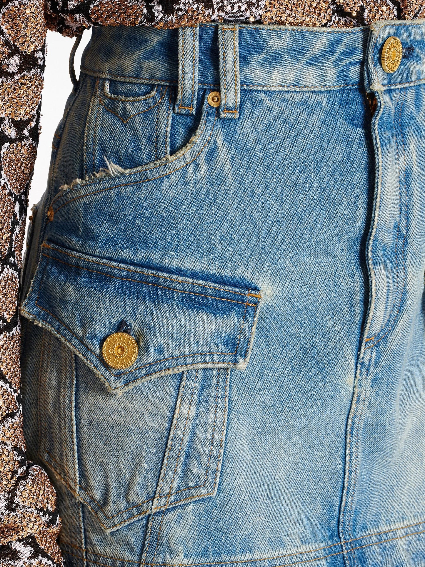 A-line denim miniskirt