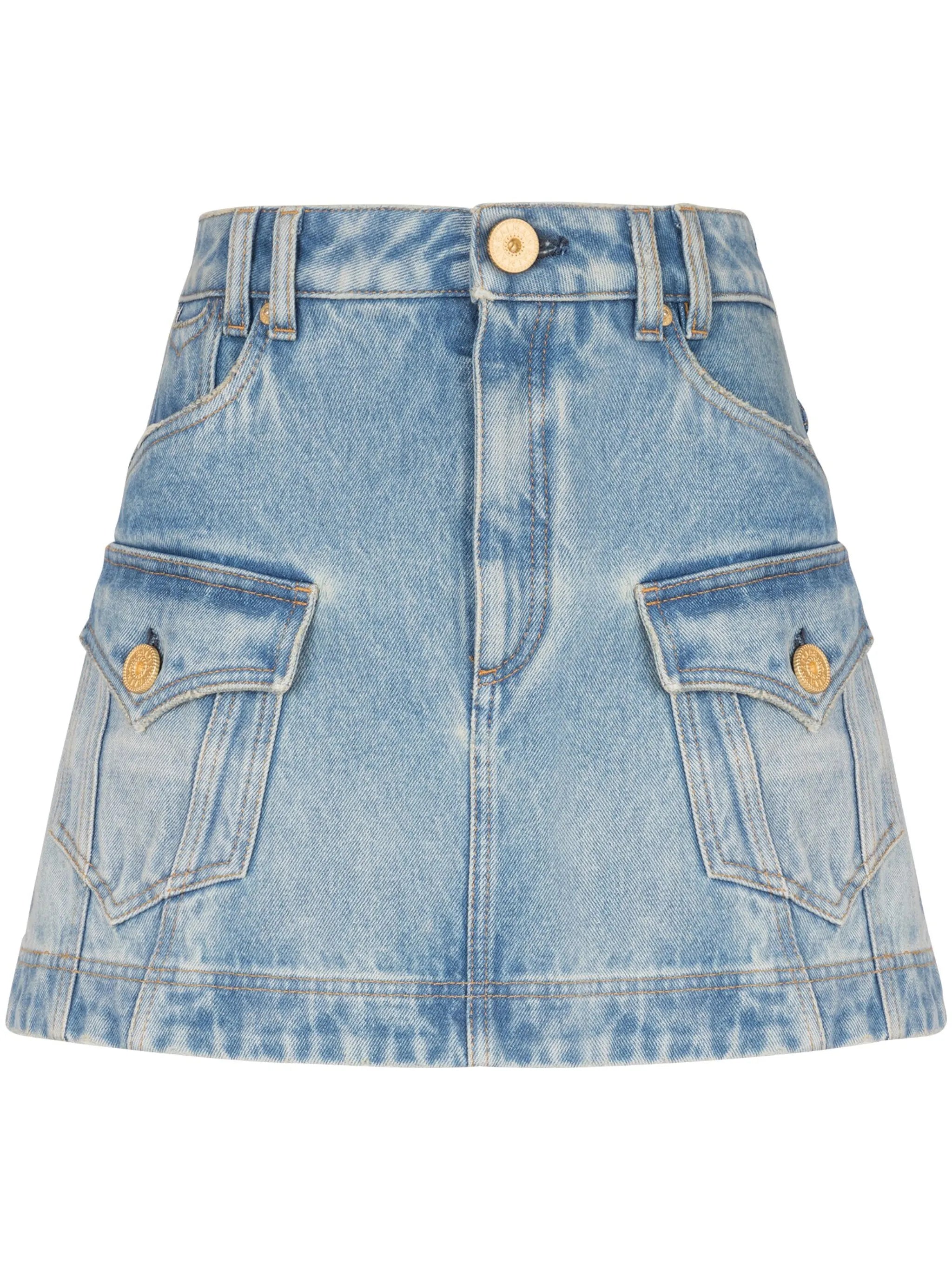 A-line denim miniskirt