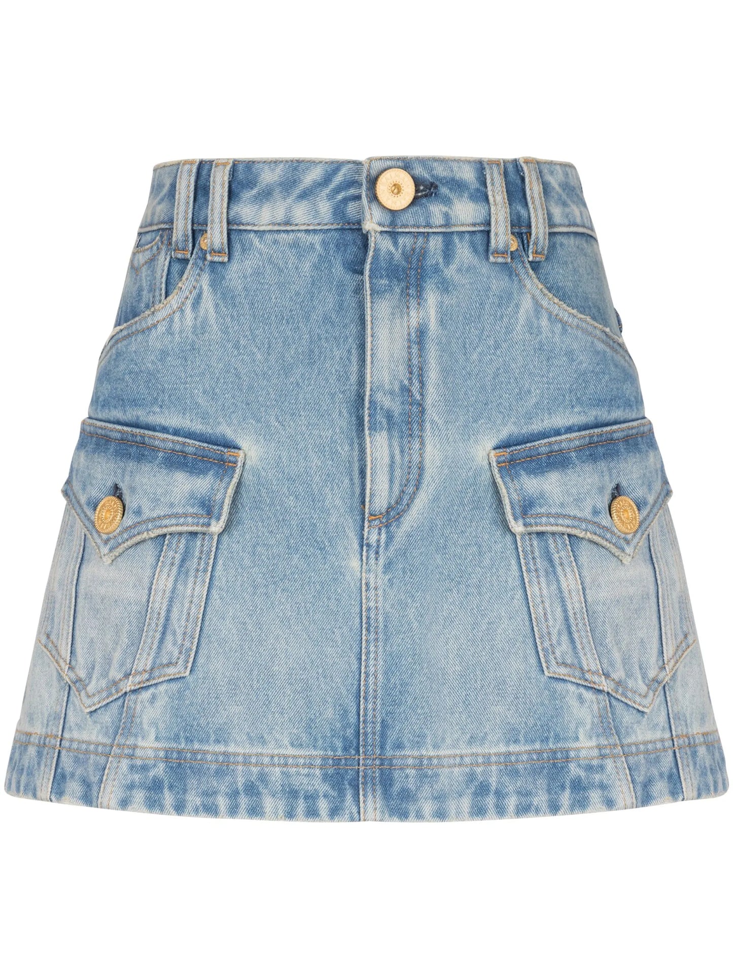 A-line denim miniskirt