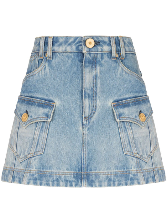 A-line denim miniskirt