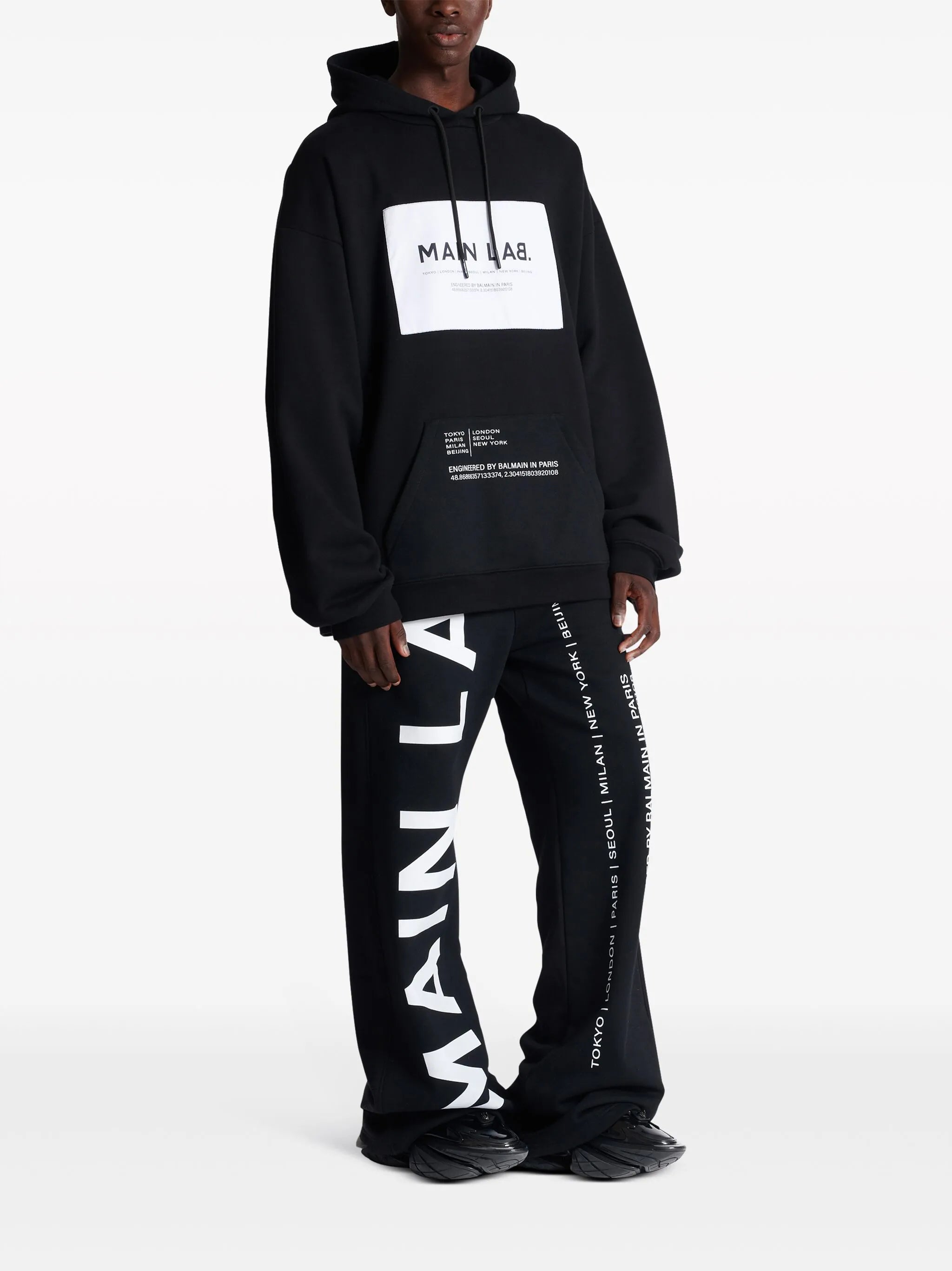 logo-patch cotton-blend hoodie