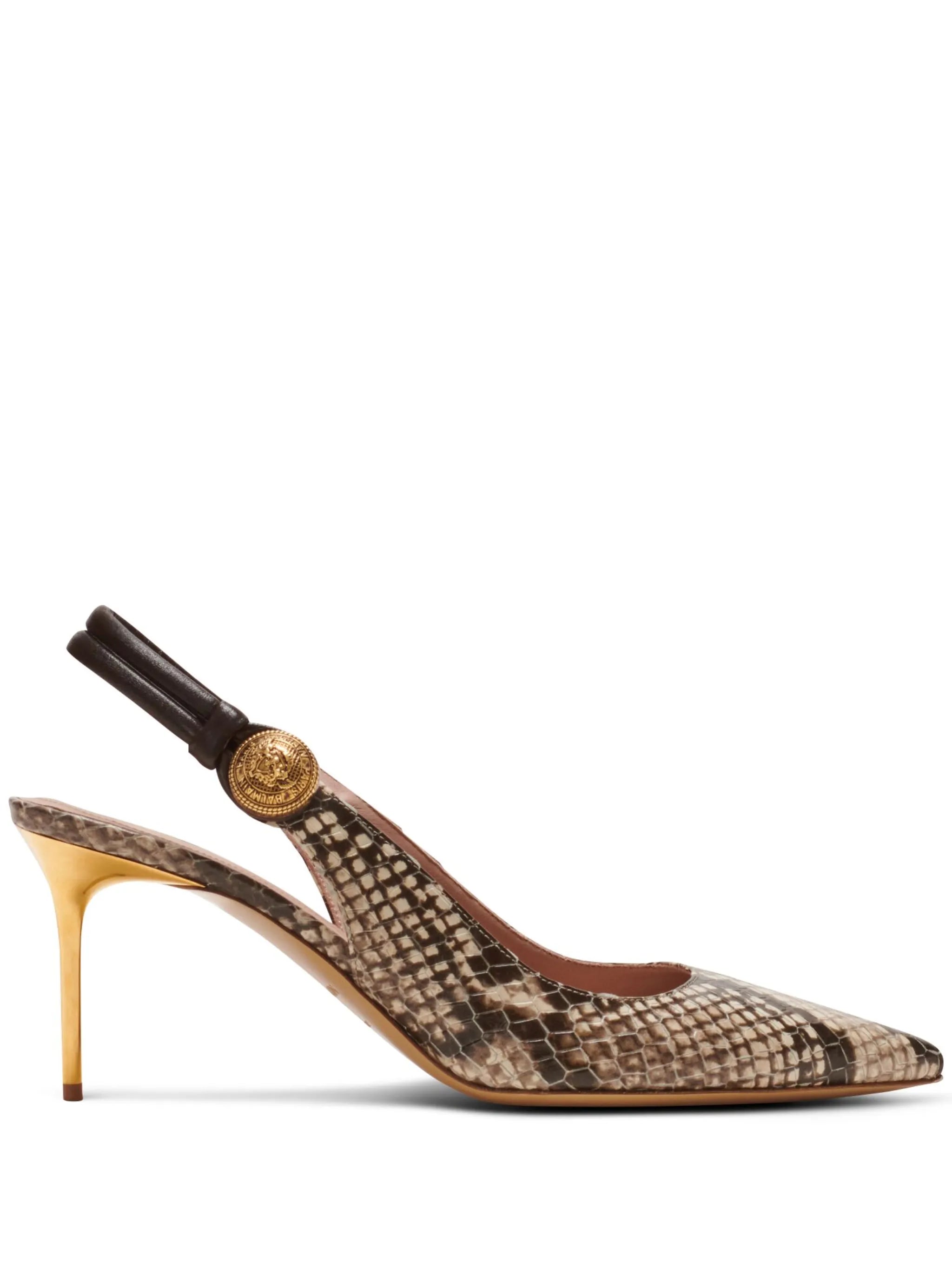 Alma 75mm snakeskin leather pumps