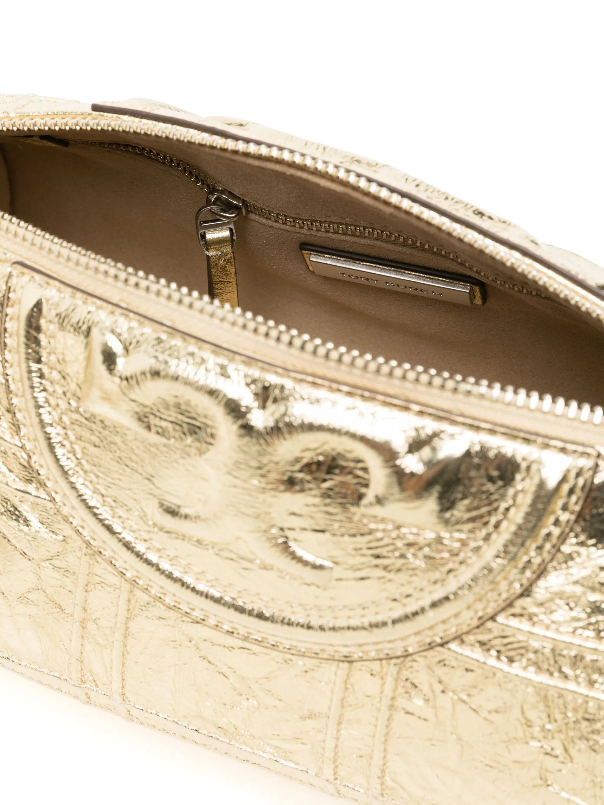 Fleming piped-trim metallic-leather tote bag