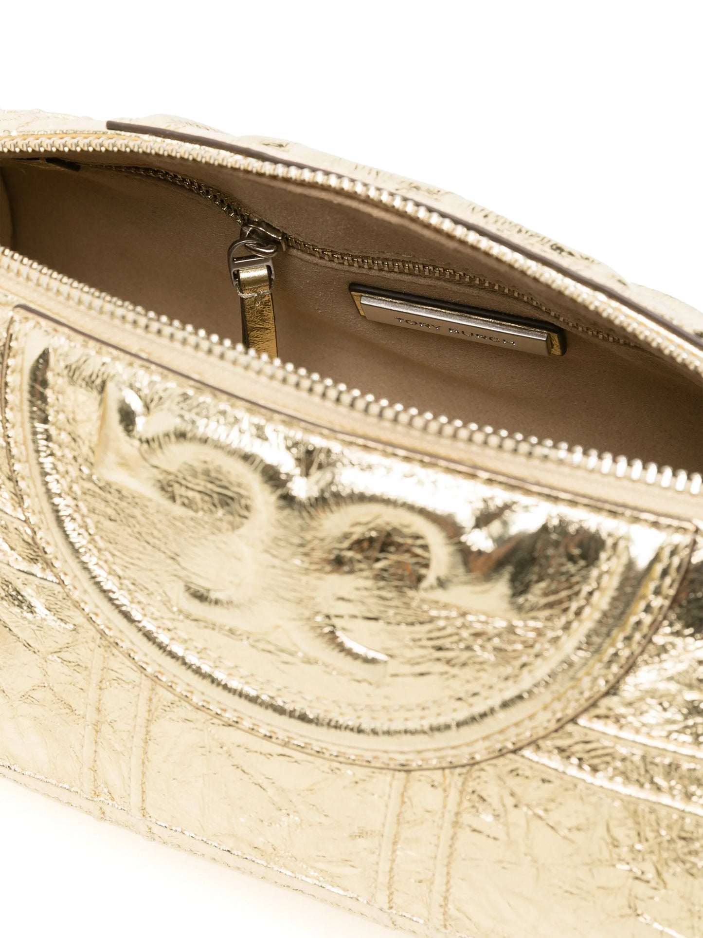 Fleming piped-trim metallic-leather tote bag
