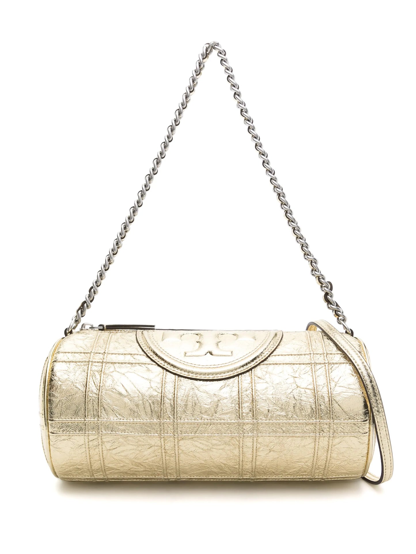 Fleming piped-trim metallic-leather tote bag