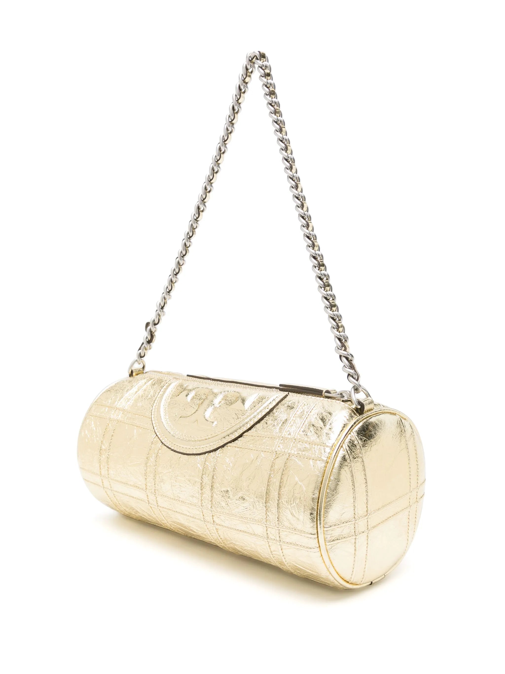 Fleming piped-trim metallic-leather tote bag