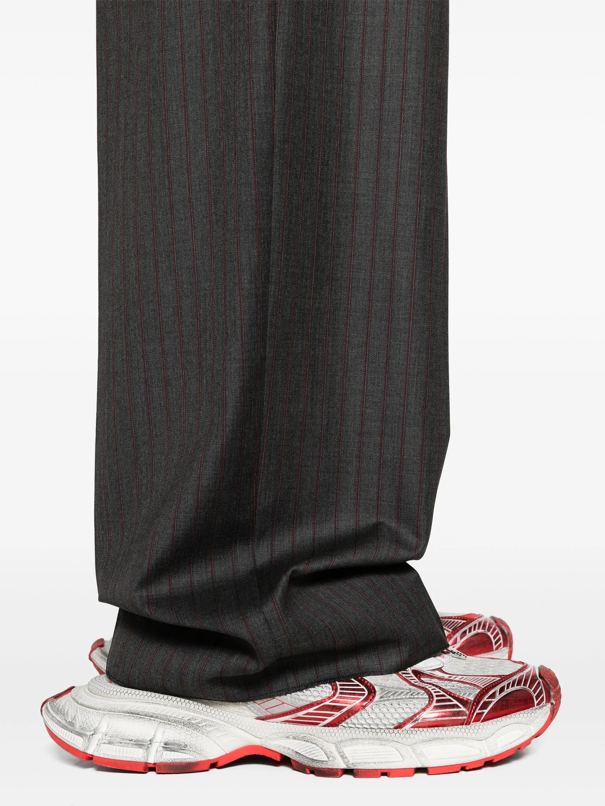 pinstriped wool tailored trousers