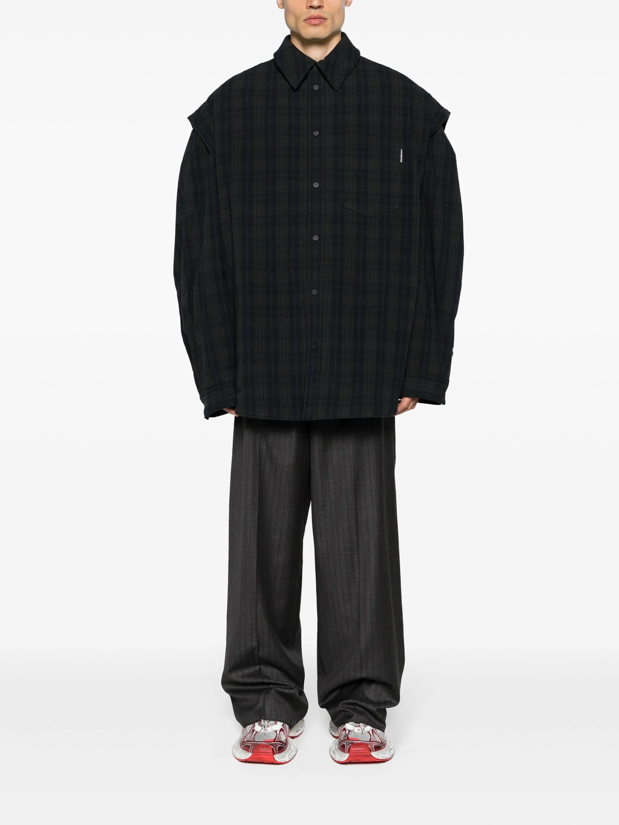pinstriped wool tailored trousers