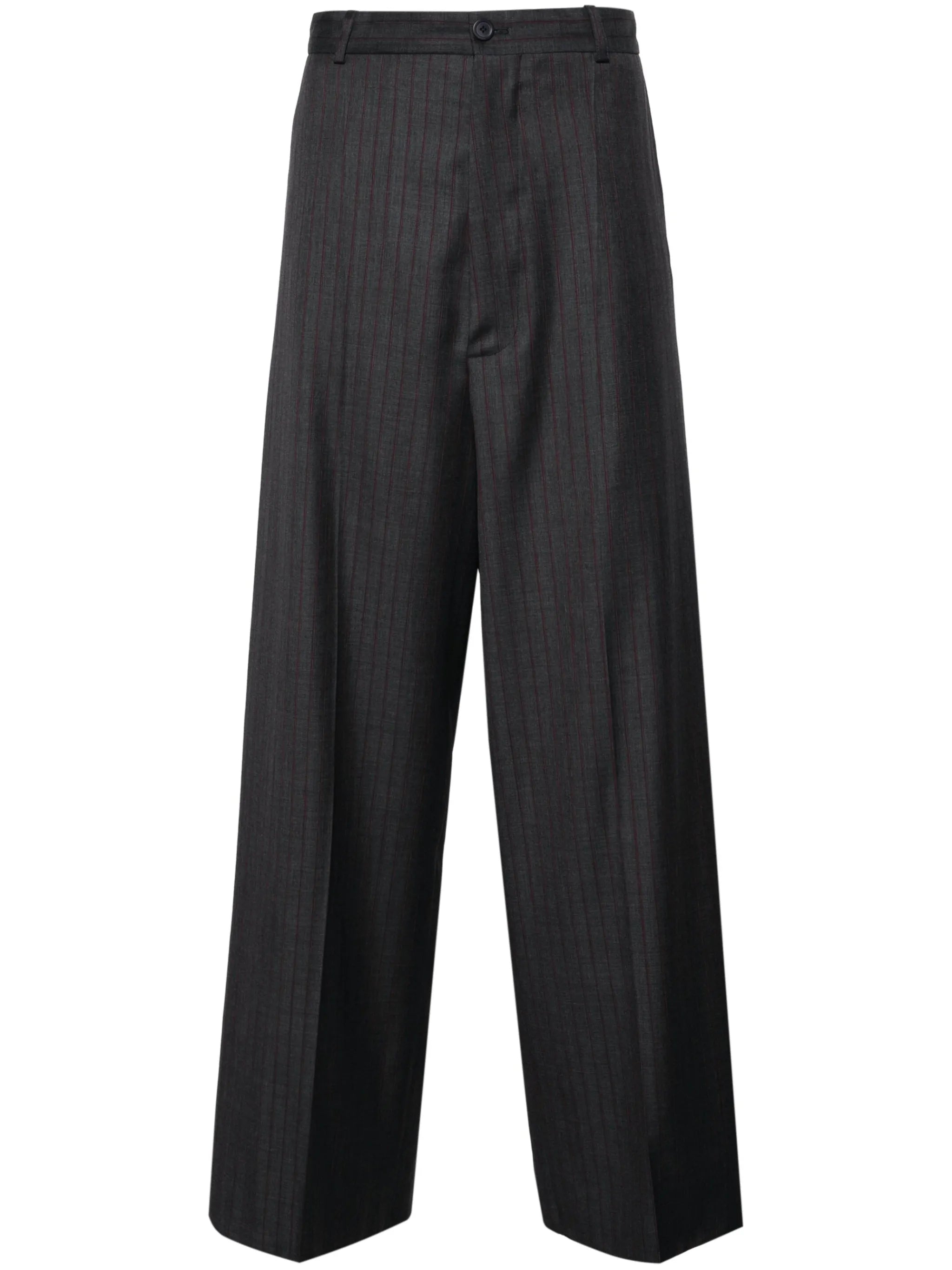 pinstriped wool tailored trousers