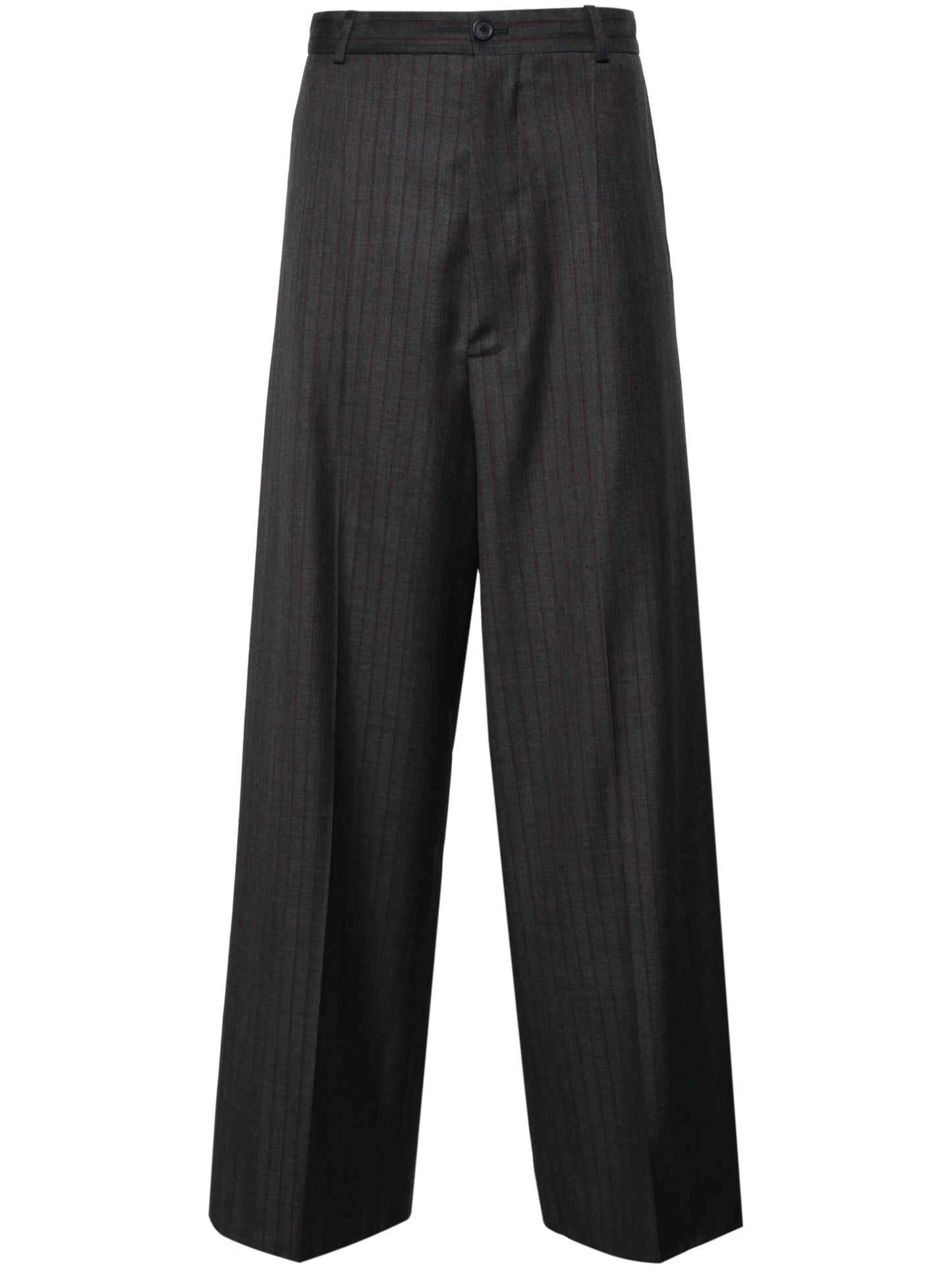 pinstriped wool tailored trousers