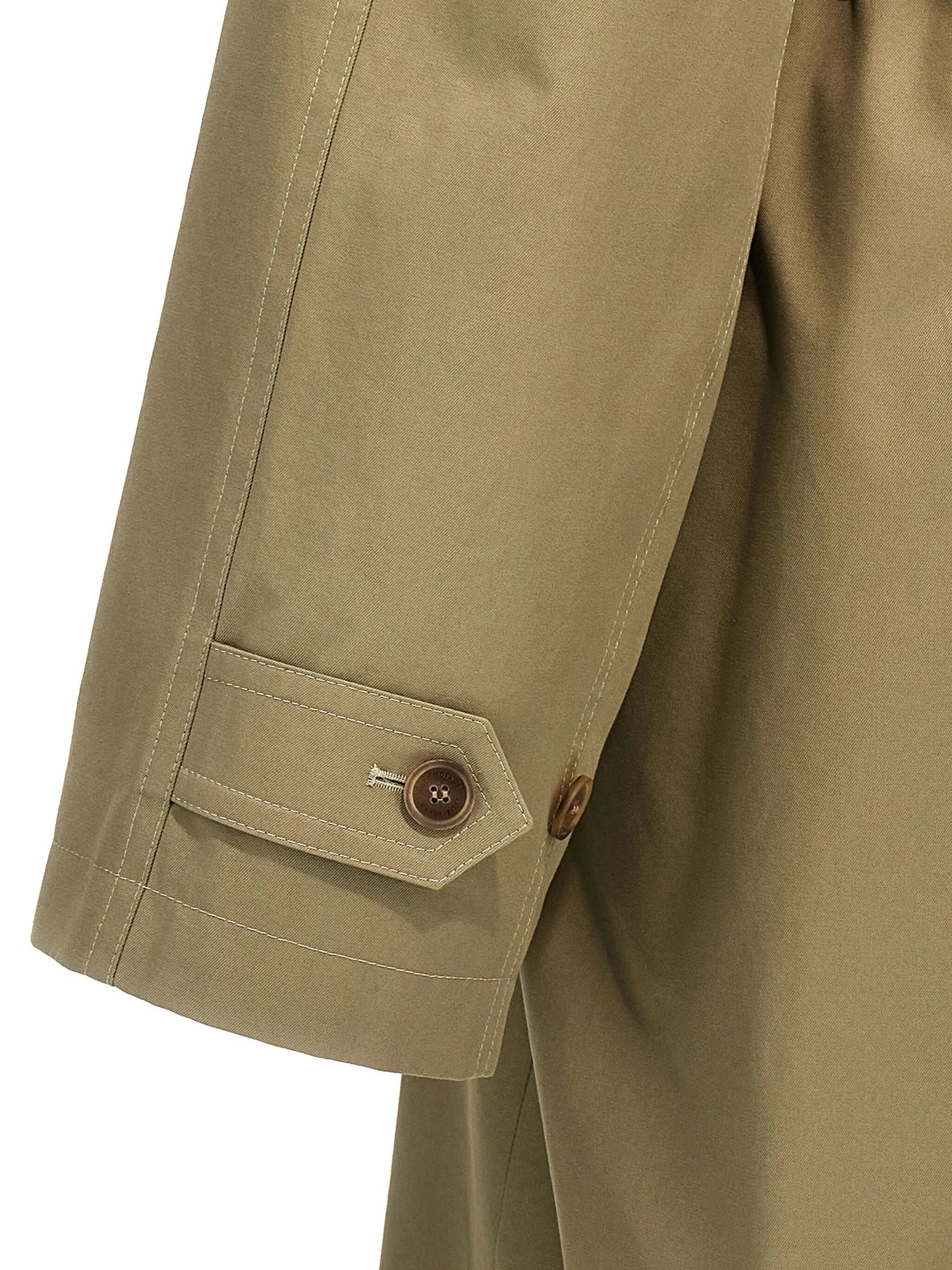 collarless belted cotton trench coat