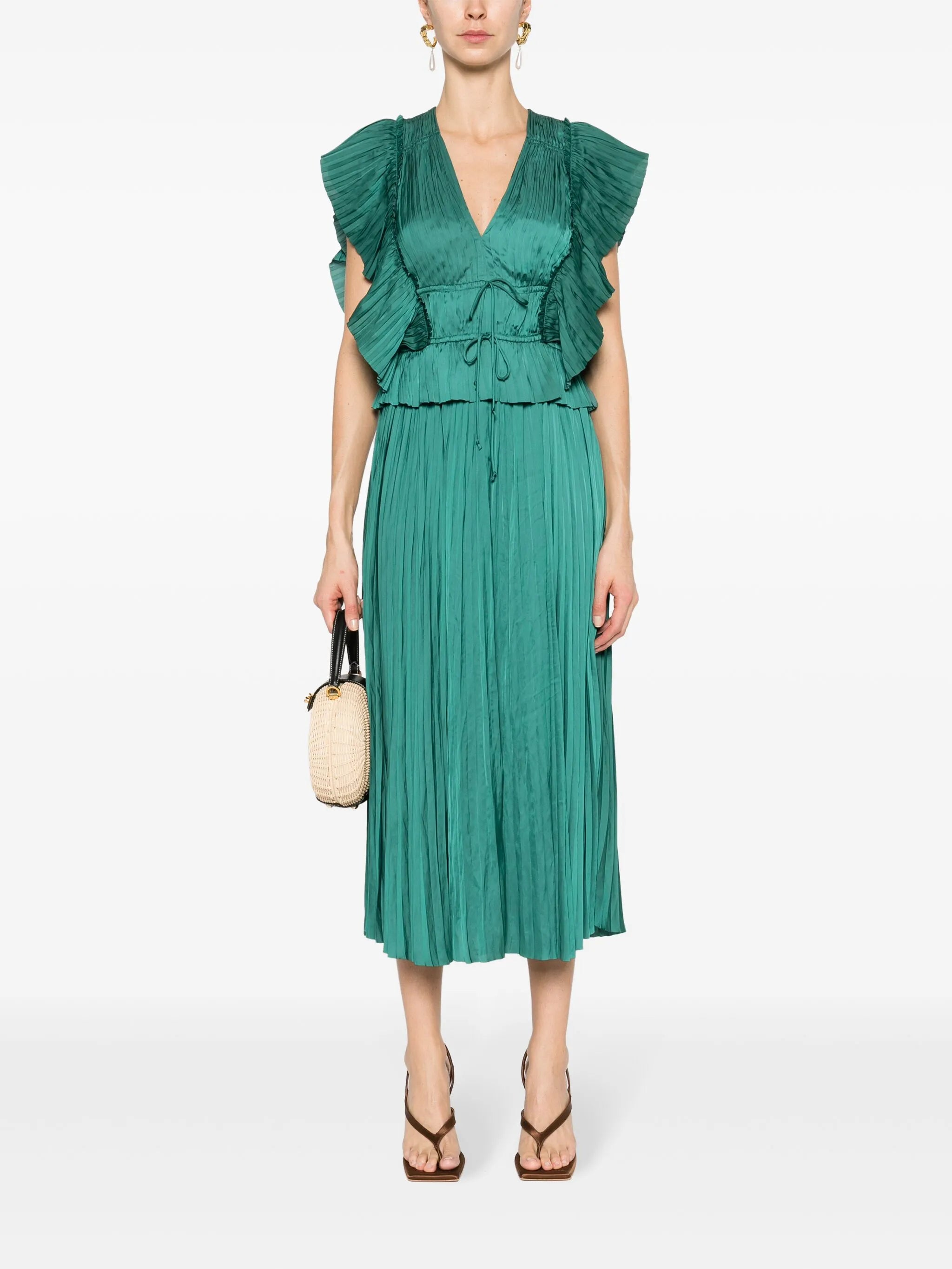 Letty pleated midi dress