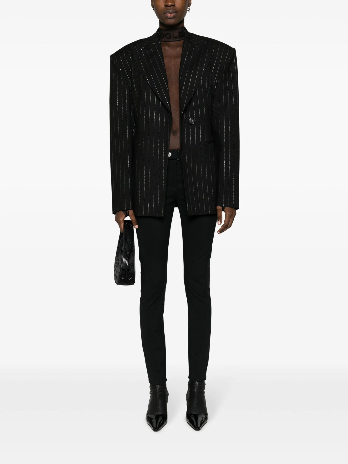 logo-embossed sheer bodysuit
