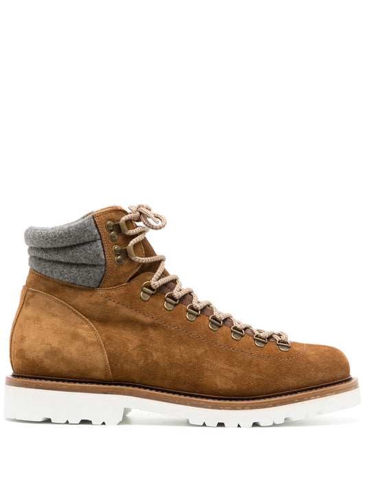 lace-up suede ankle boots