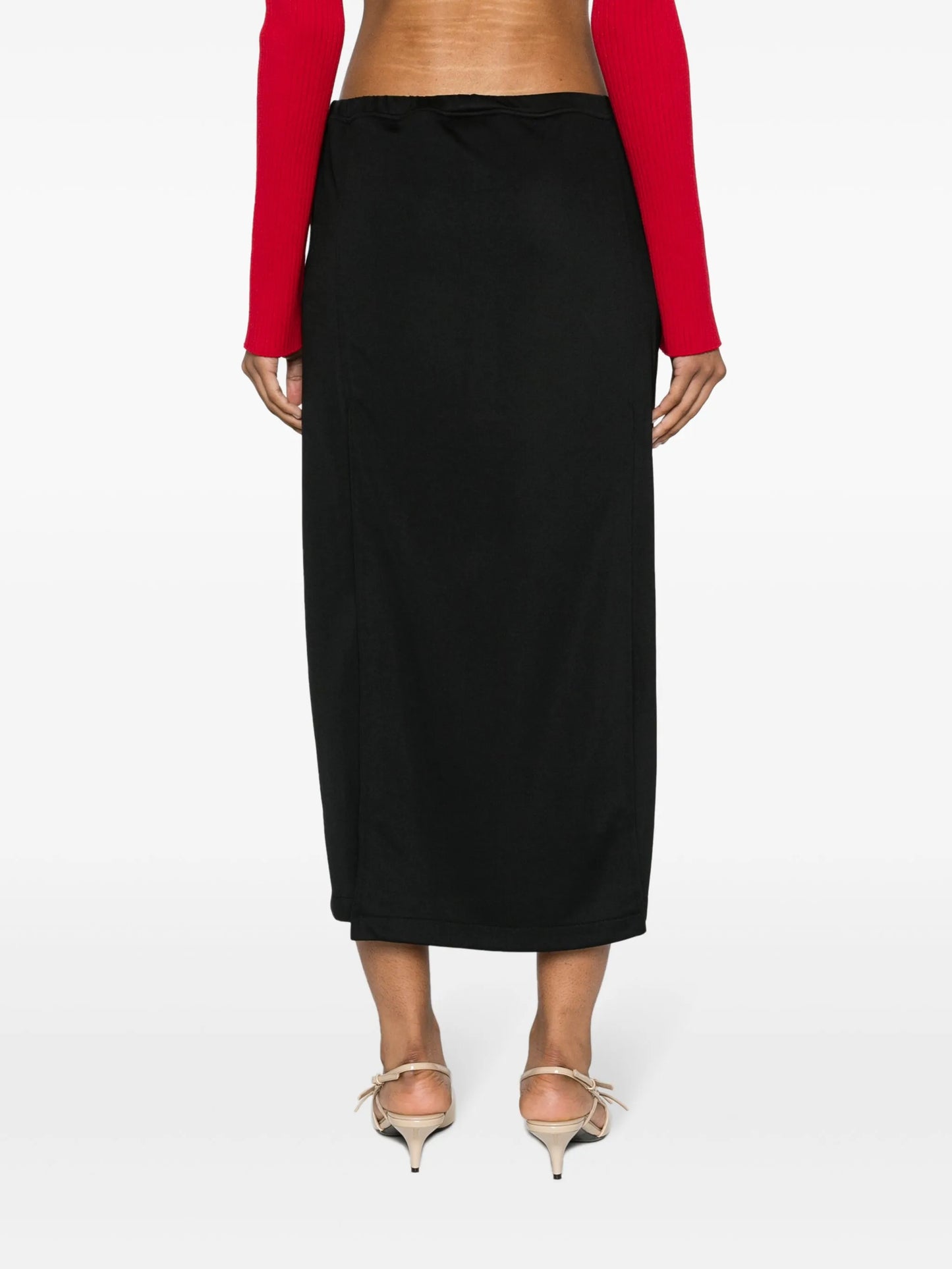 logo-patch track midi skirt