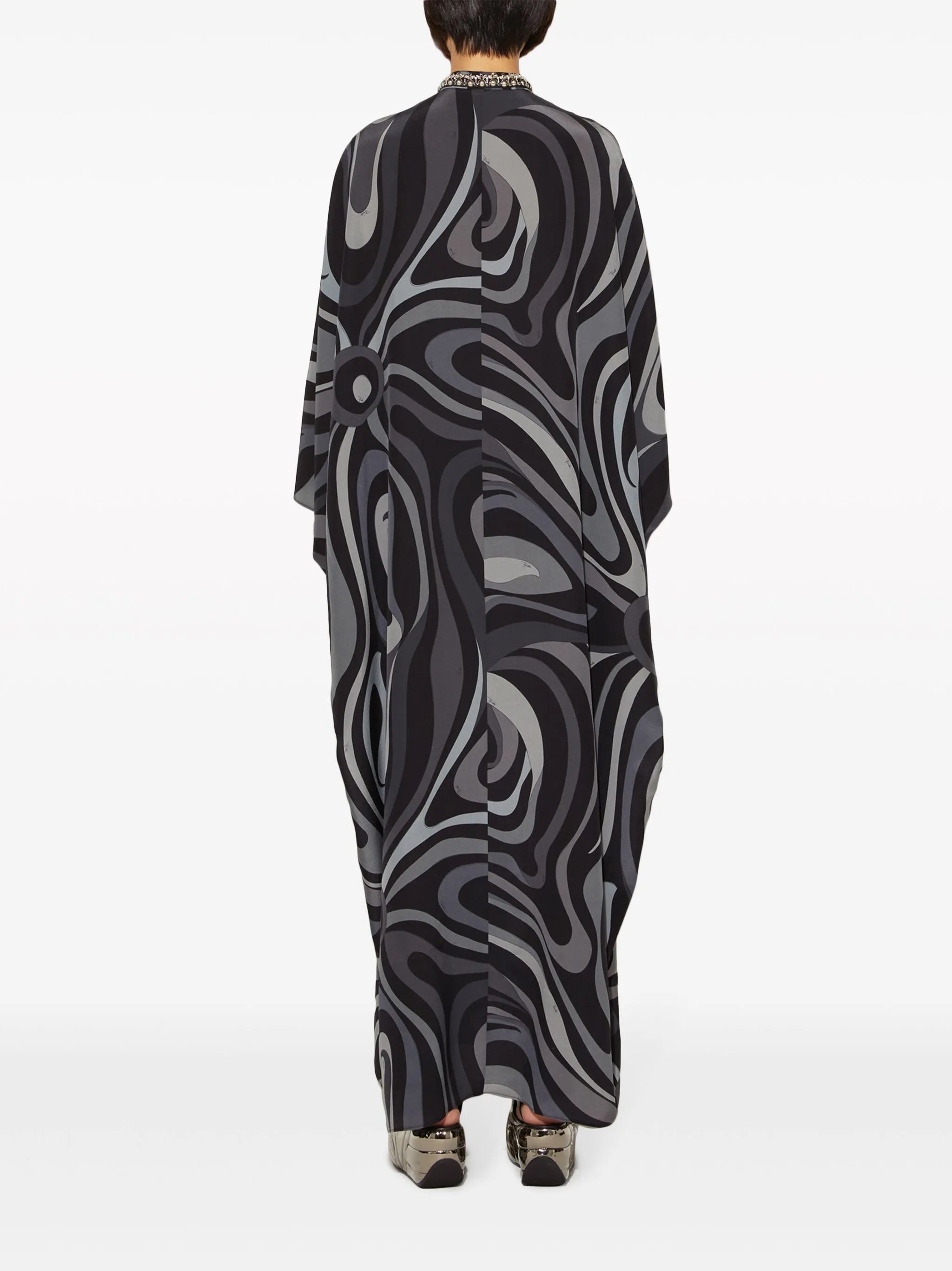 Marmo-print silk kaftan