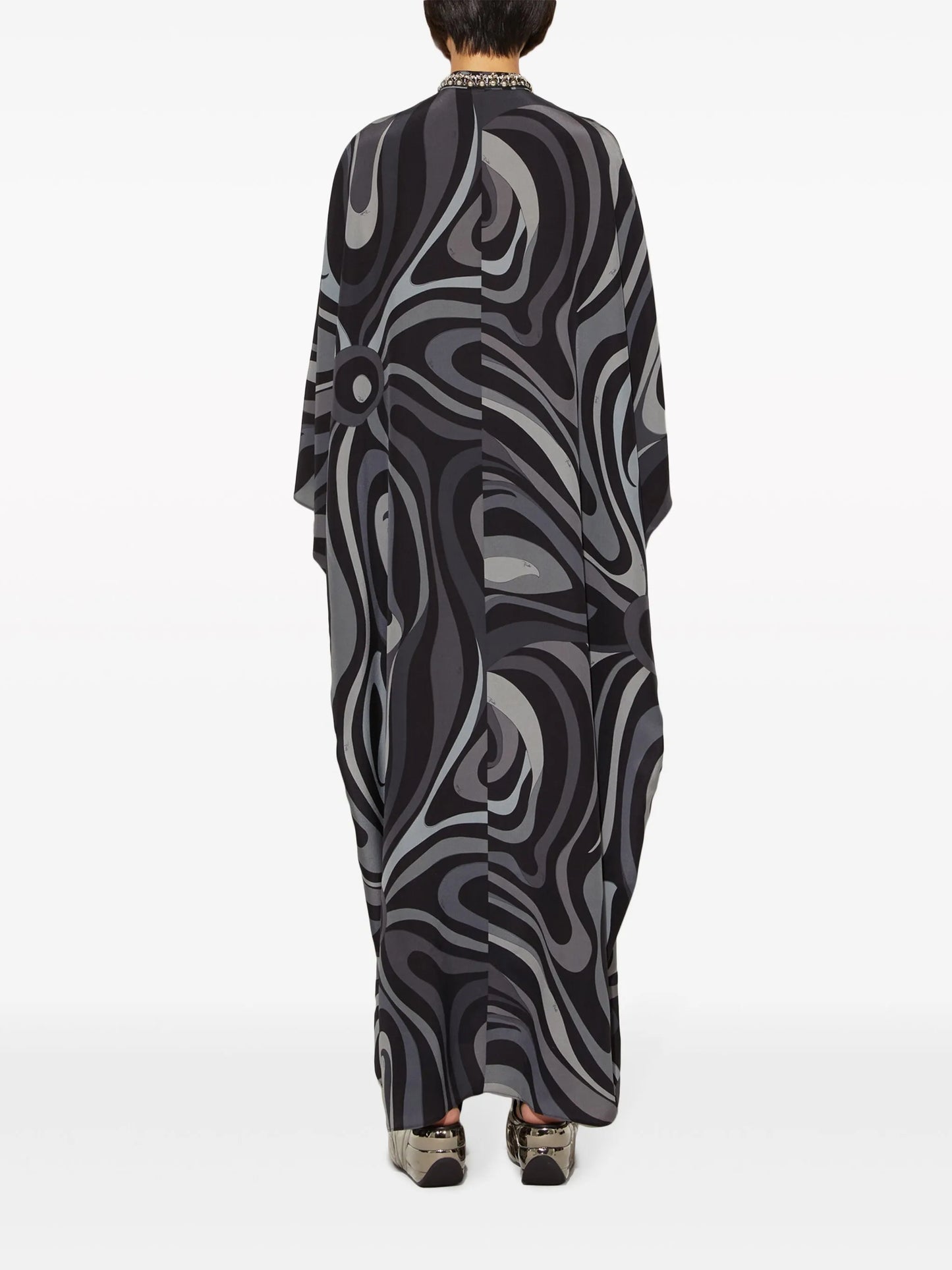 Marmo-print silk kaftan