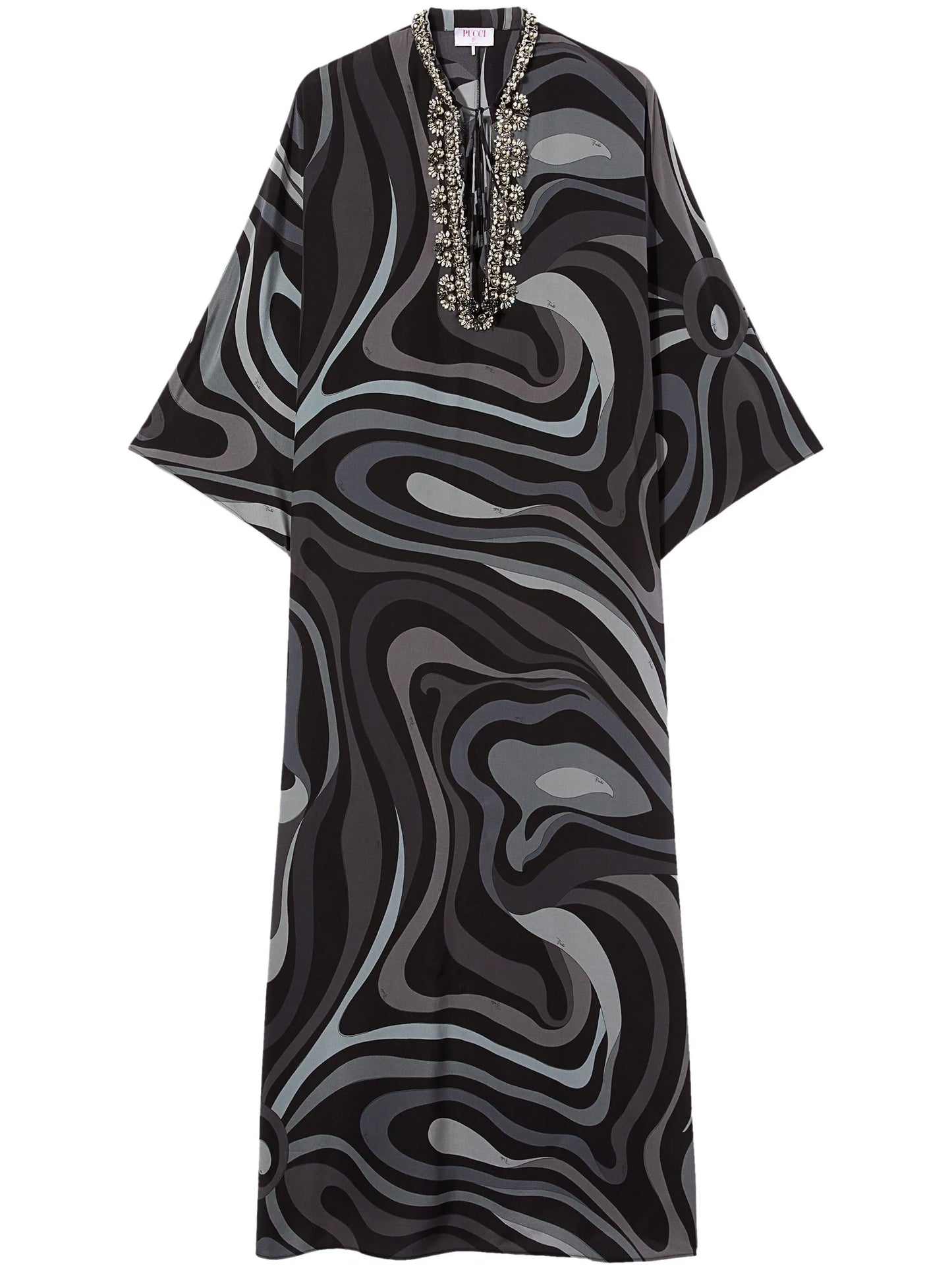 Marmo-print silk kaftan
