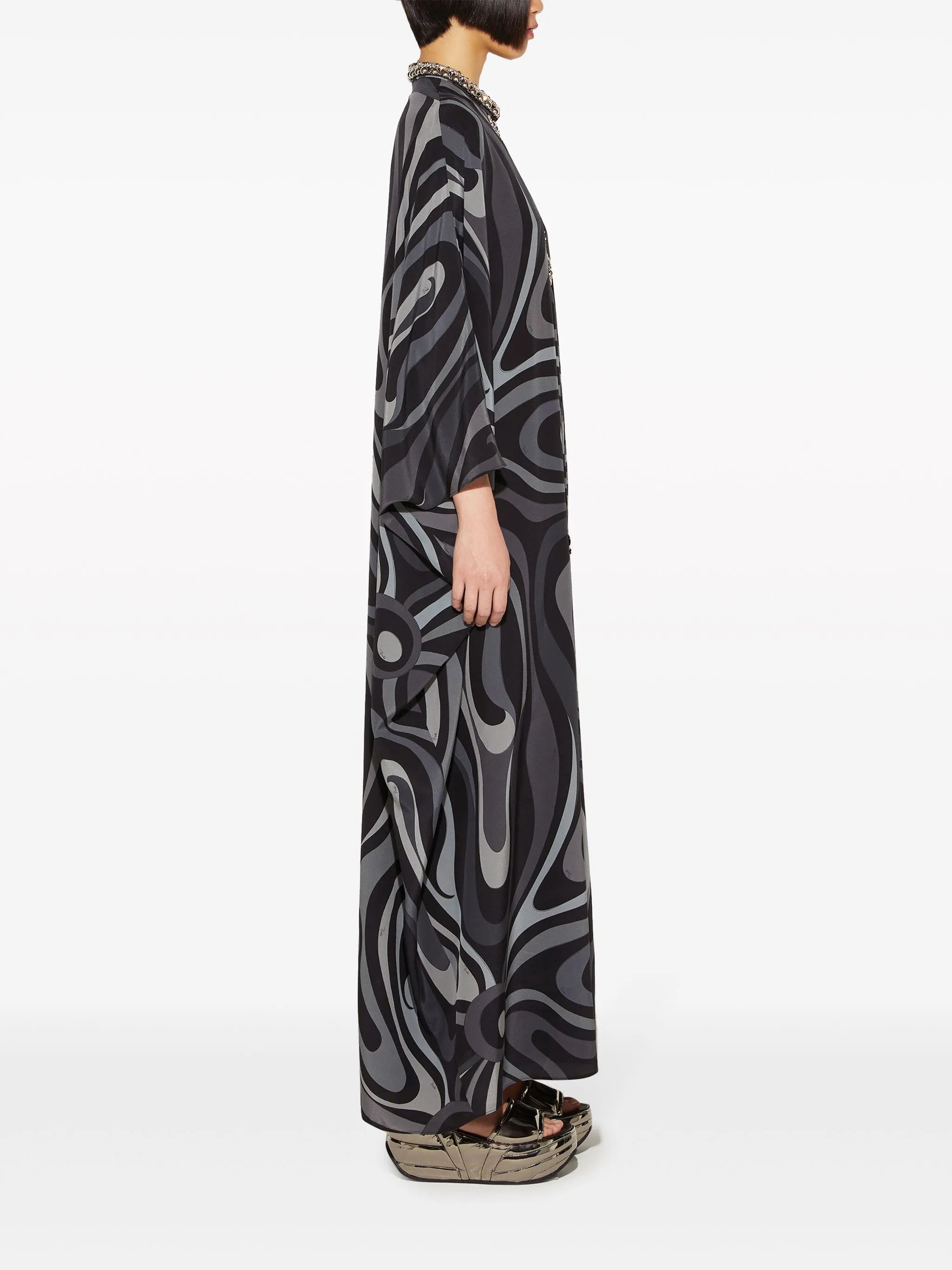 Marmo-print silk kaftan