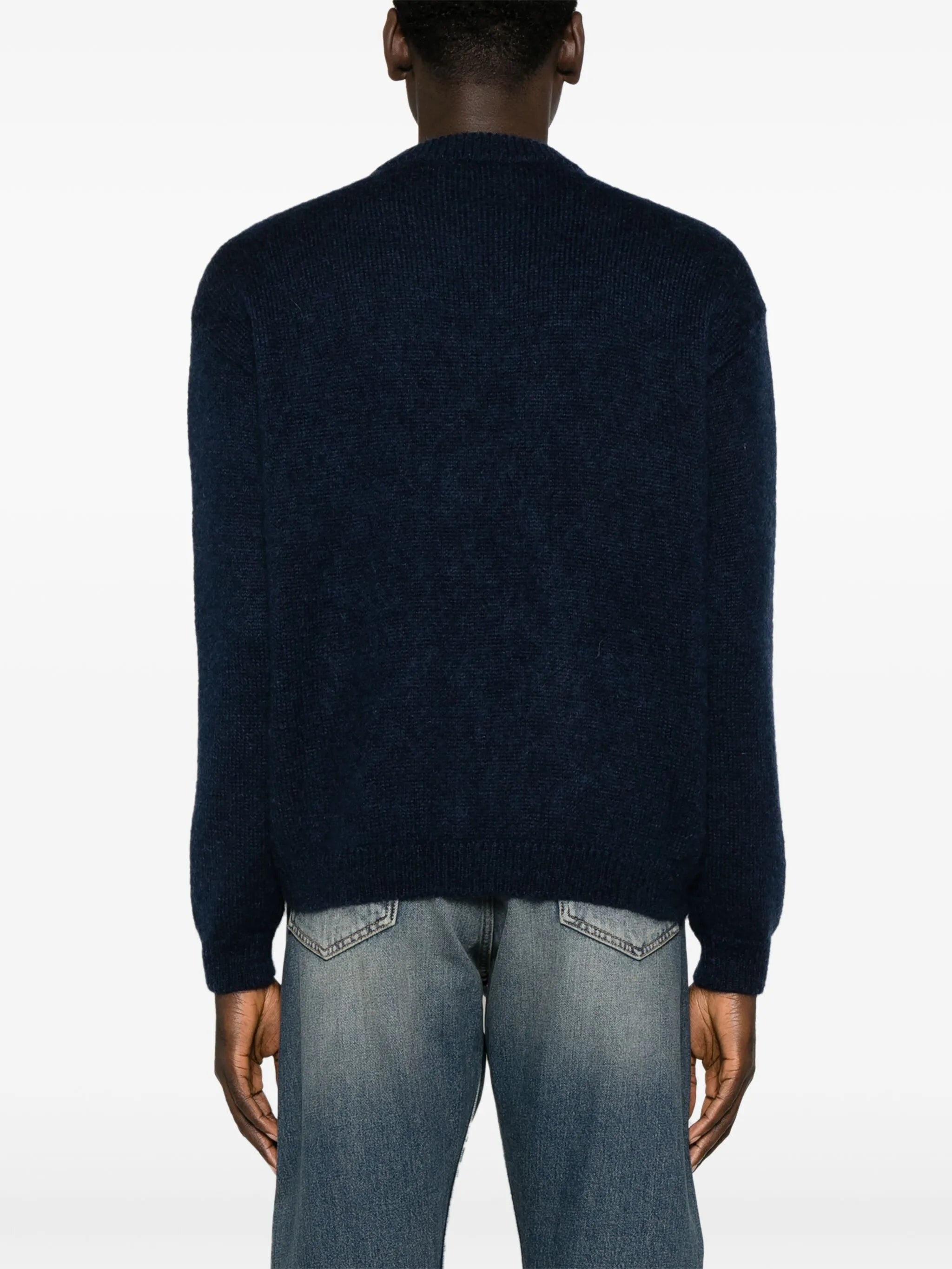 mock-neck logo-jacquard jumper