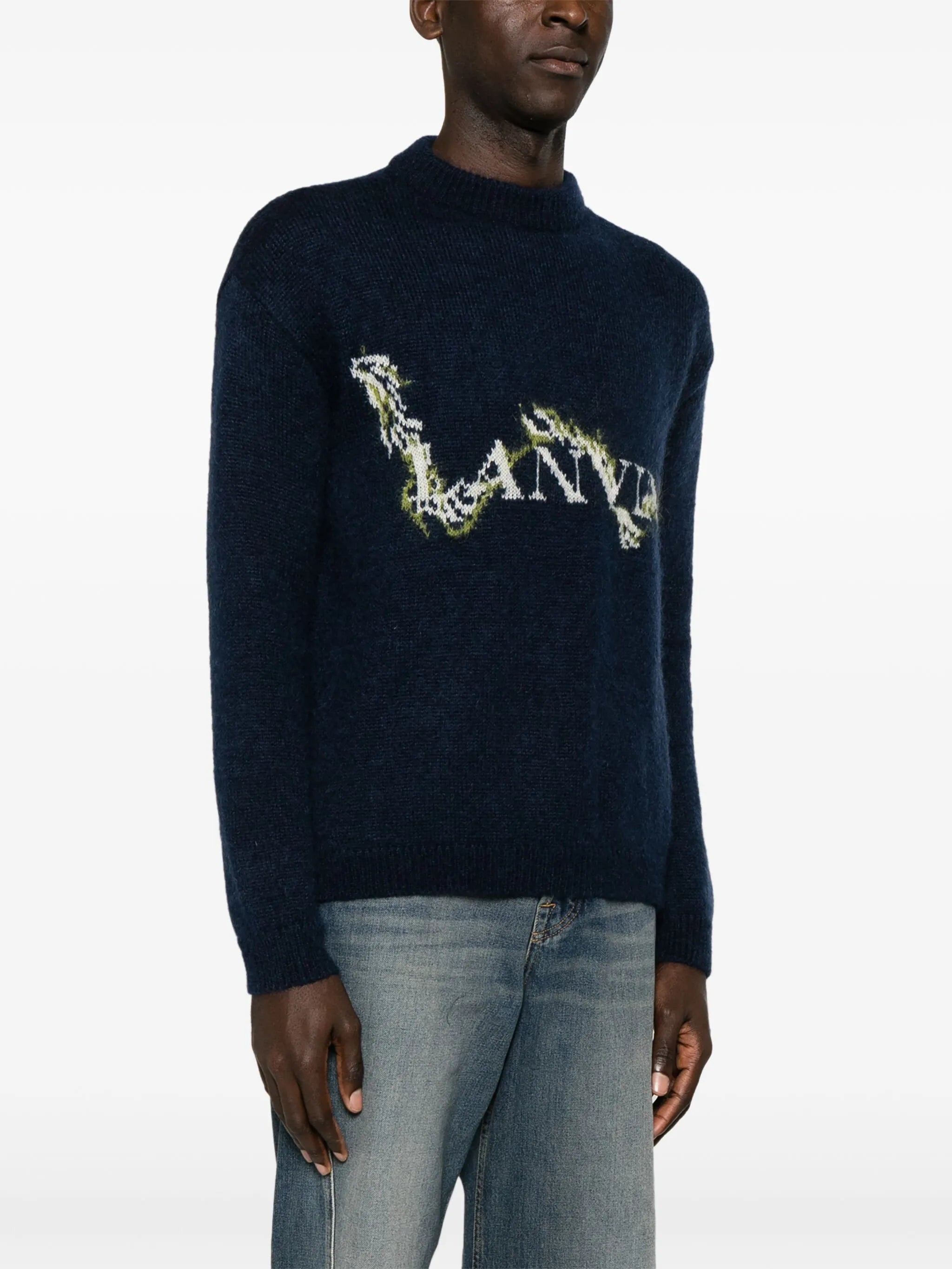 mock-neck logo-jacquard jumper