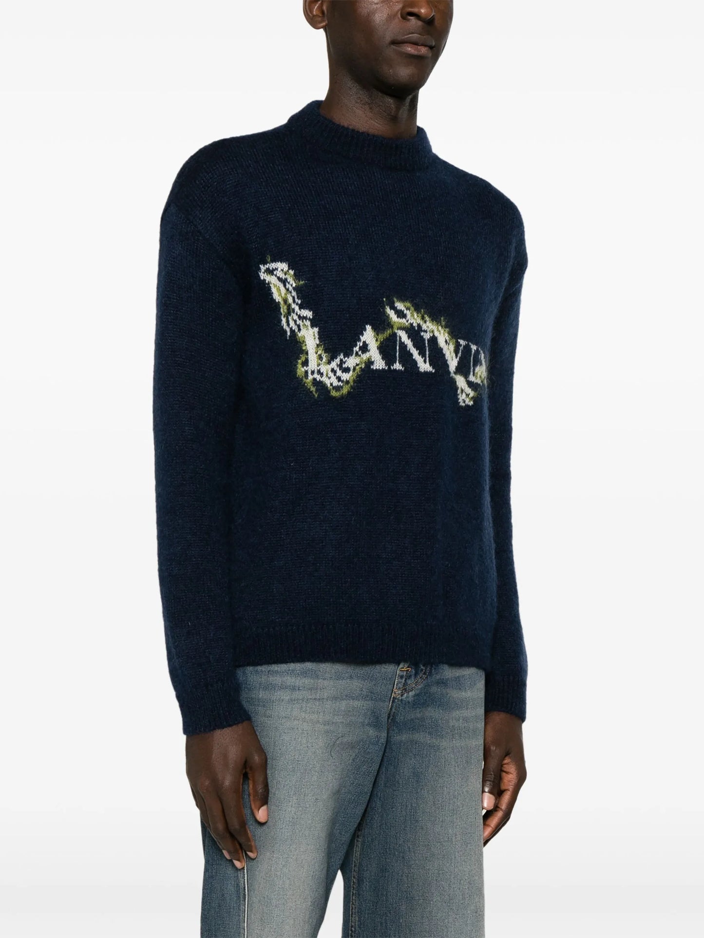 mock-neck logo-jacquard jumper