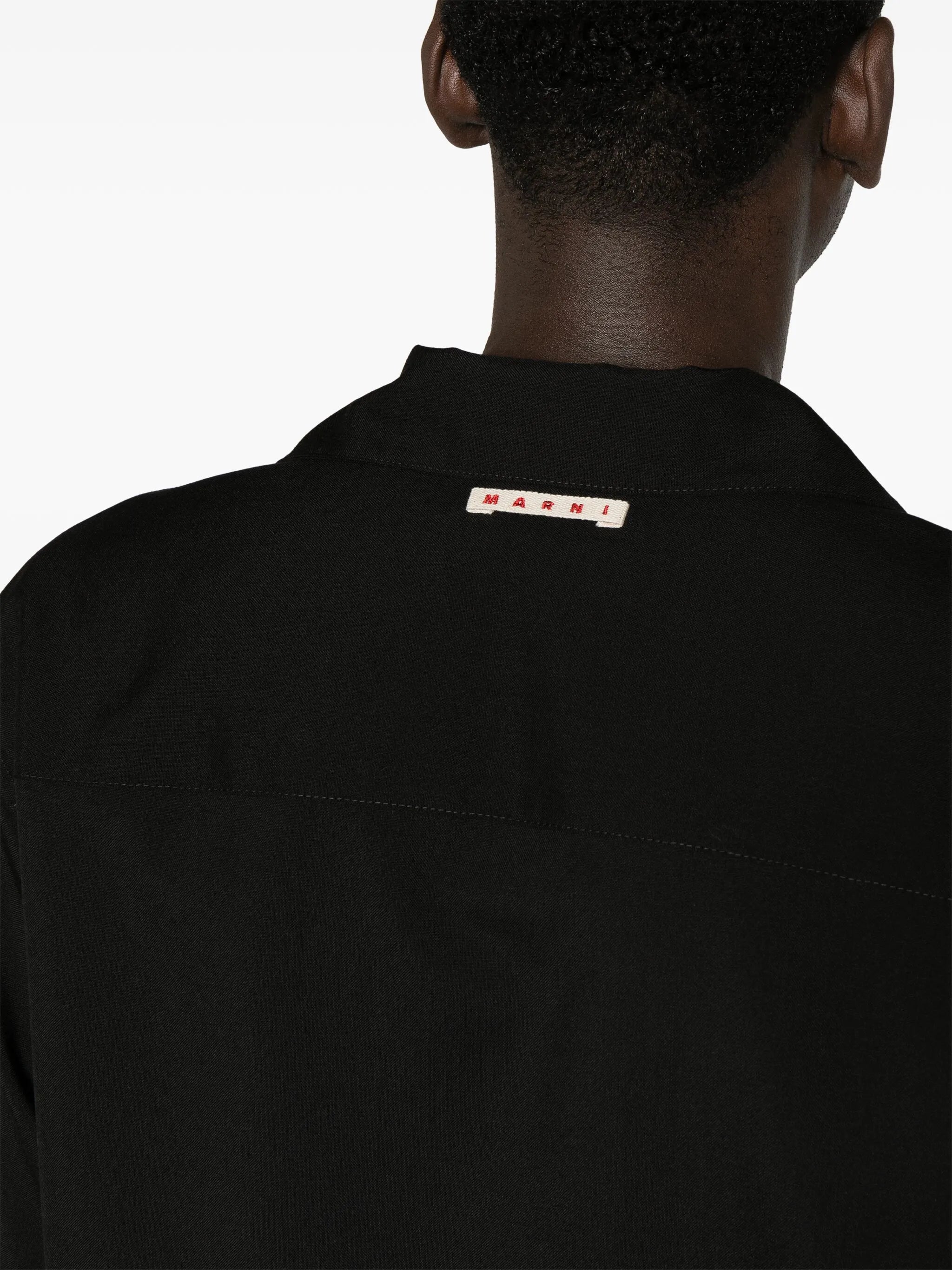 Cuban-collar wool shirt