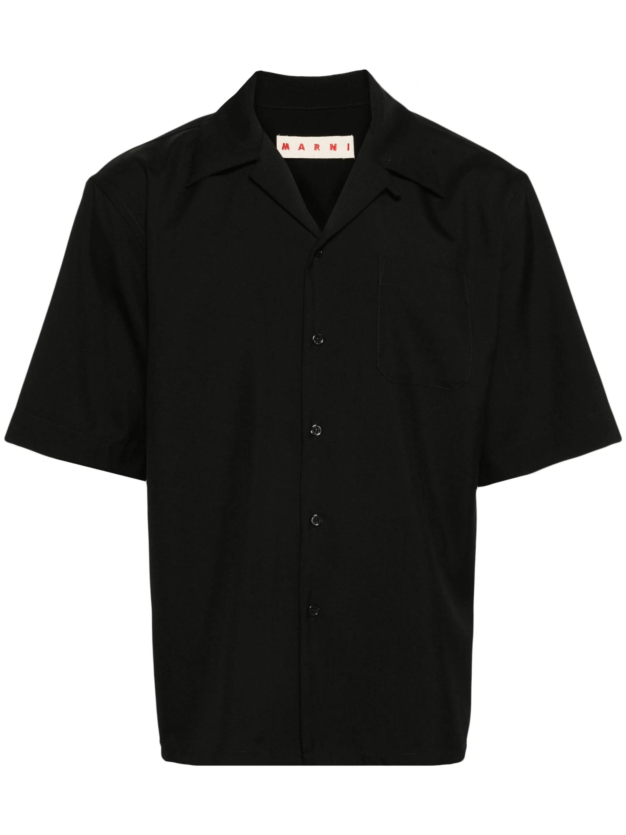 Cuban-collar wool shirt